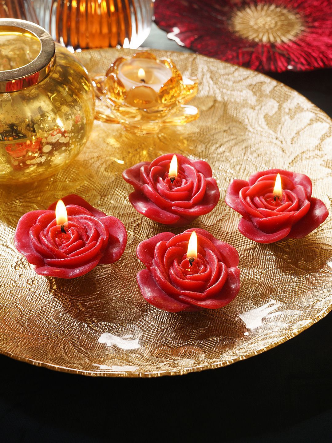 Pure Home and Living Red 4 pieces Tea Light Candle-image-38