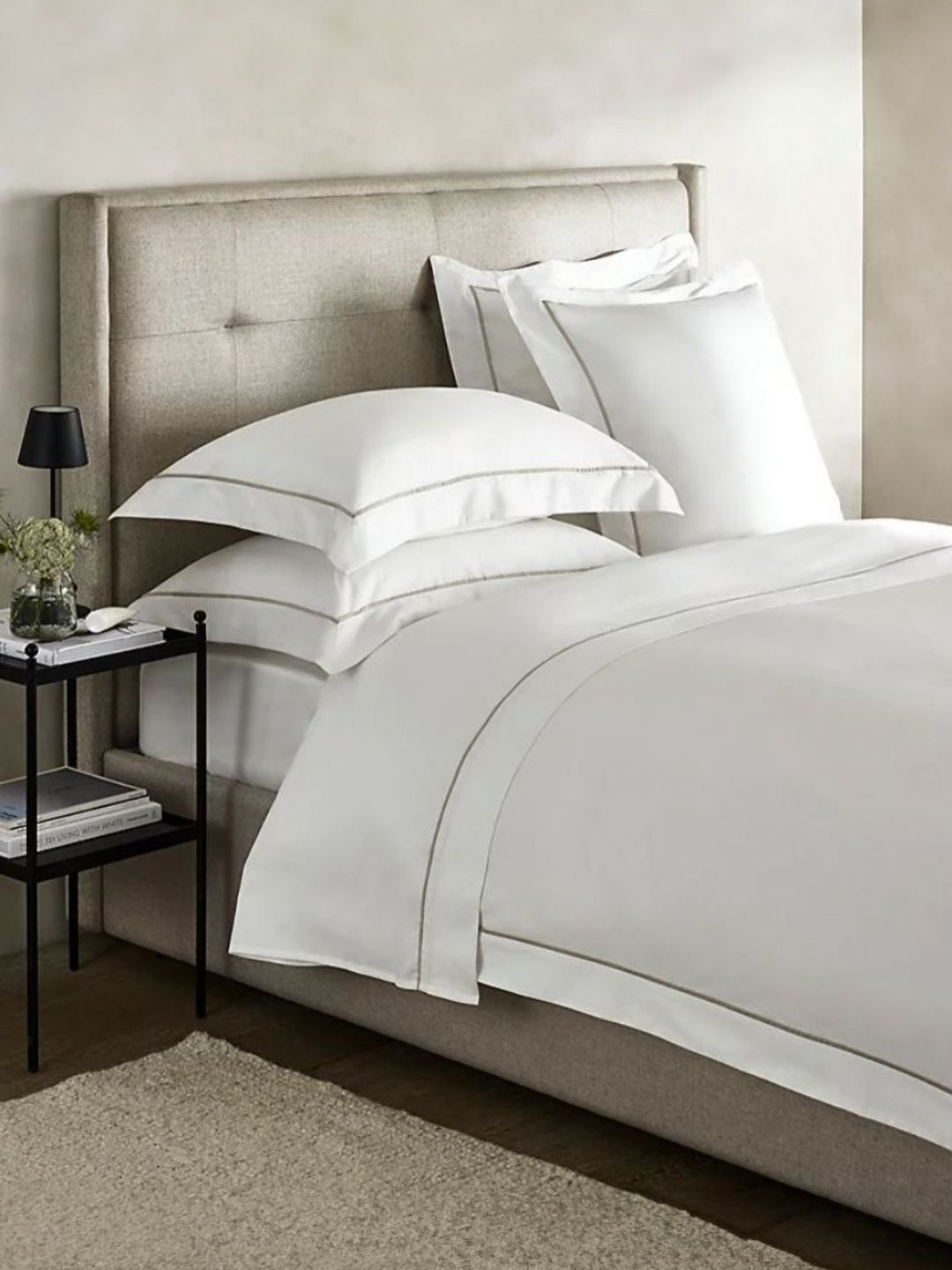 Mulberry Living White & Grey 1000TC Cotton King Bedsheet with 2 Pillow Cover 2.74m x 2.74m-image-27