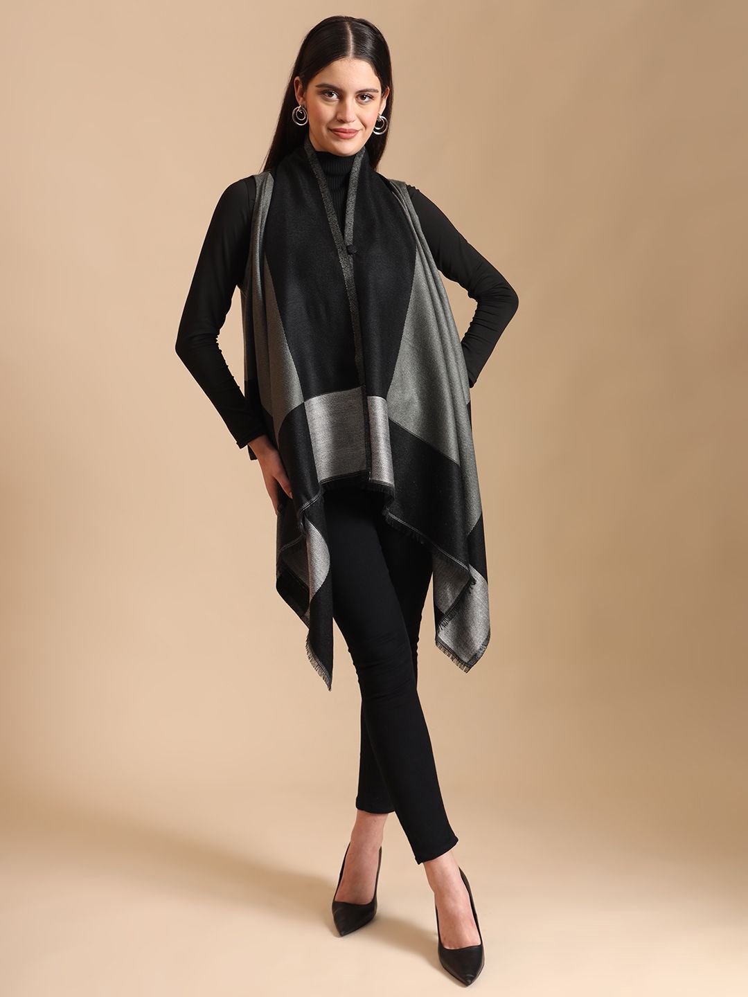 Zamour Women Checked Longline Shrug