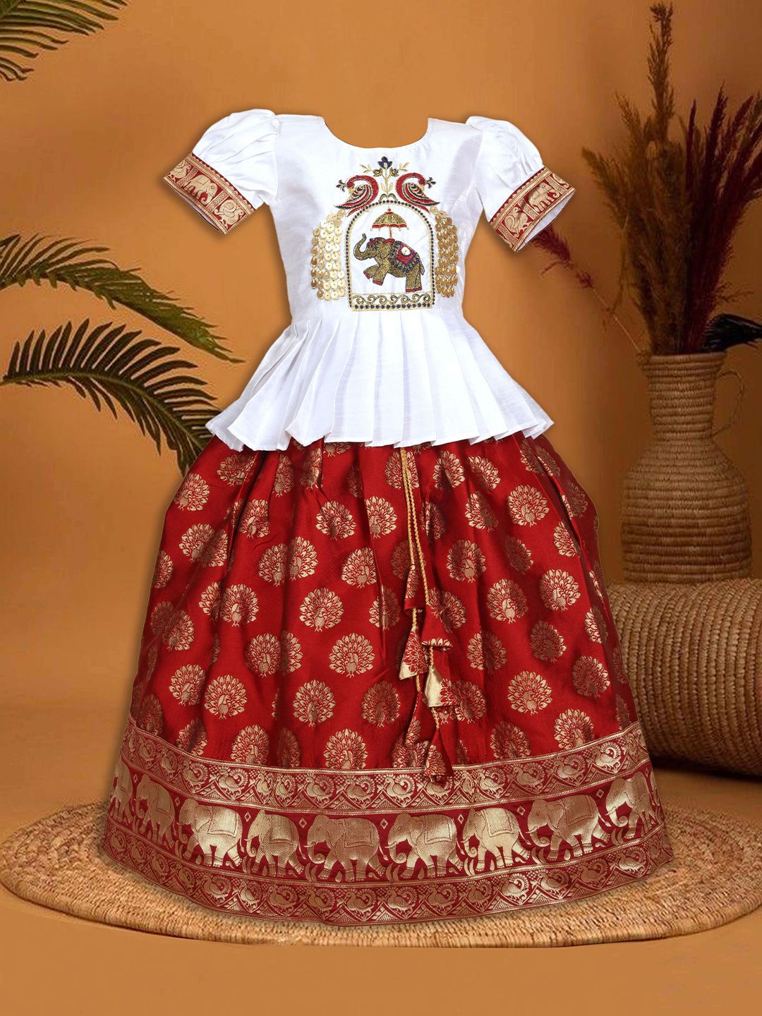 UFB Girls Embroidered Sequinned Ready to Wear Lehenga &-image-40