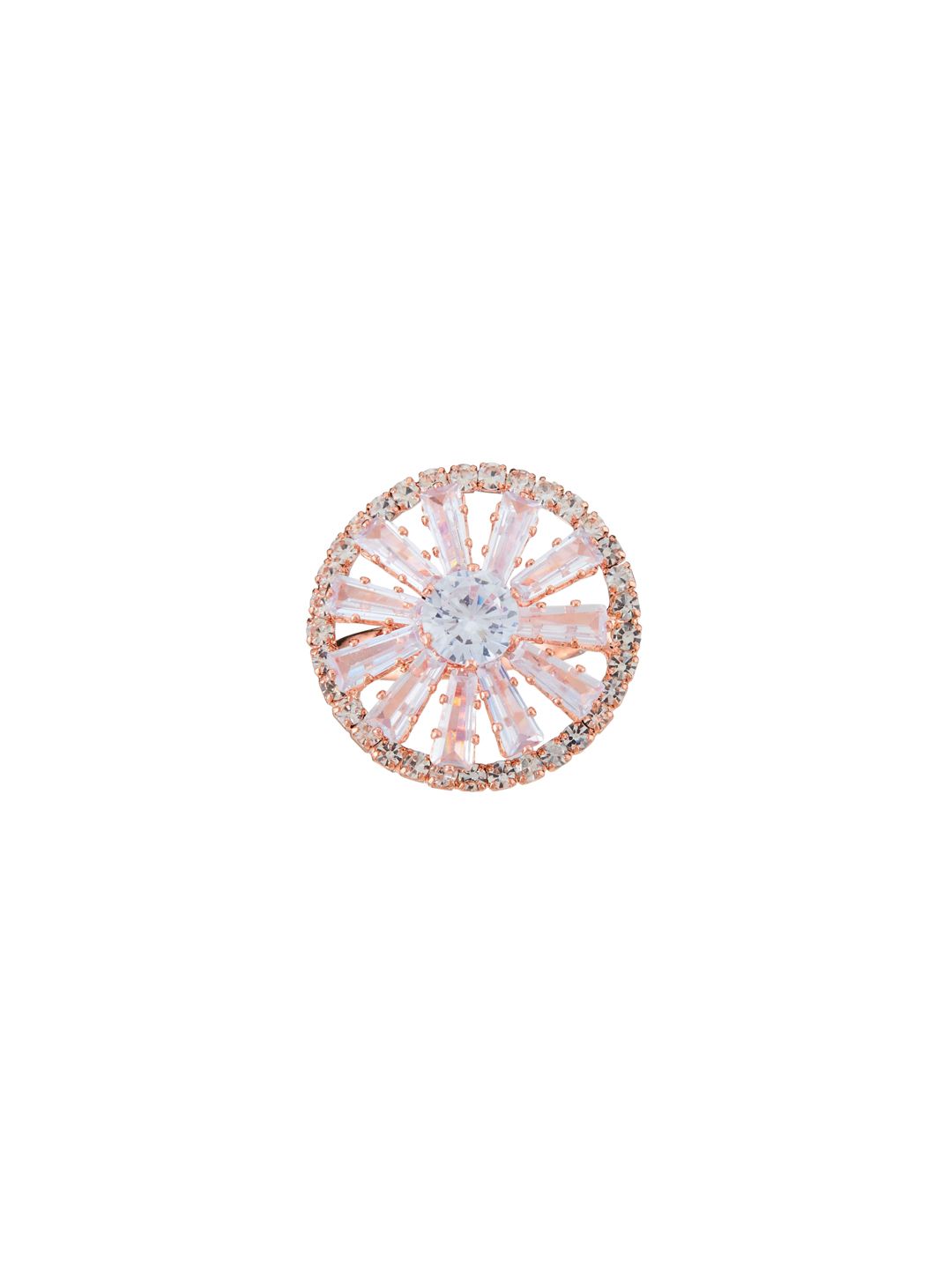 ATIBELLE Set Of 2 Silver-Plated CZ-Studded Finger Ring
