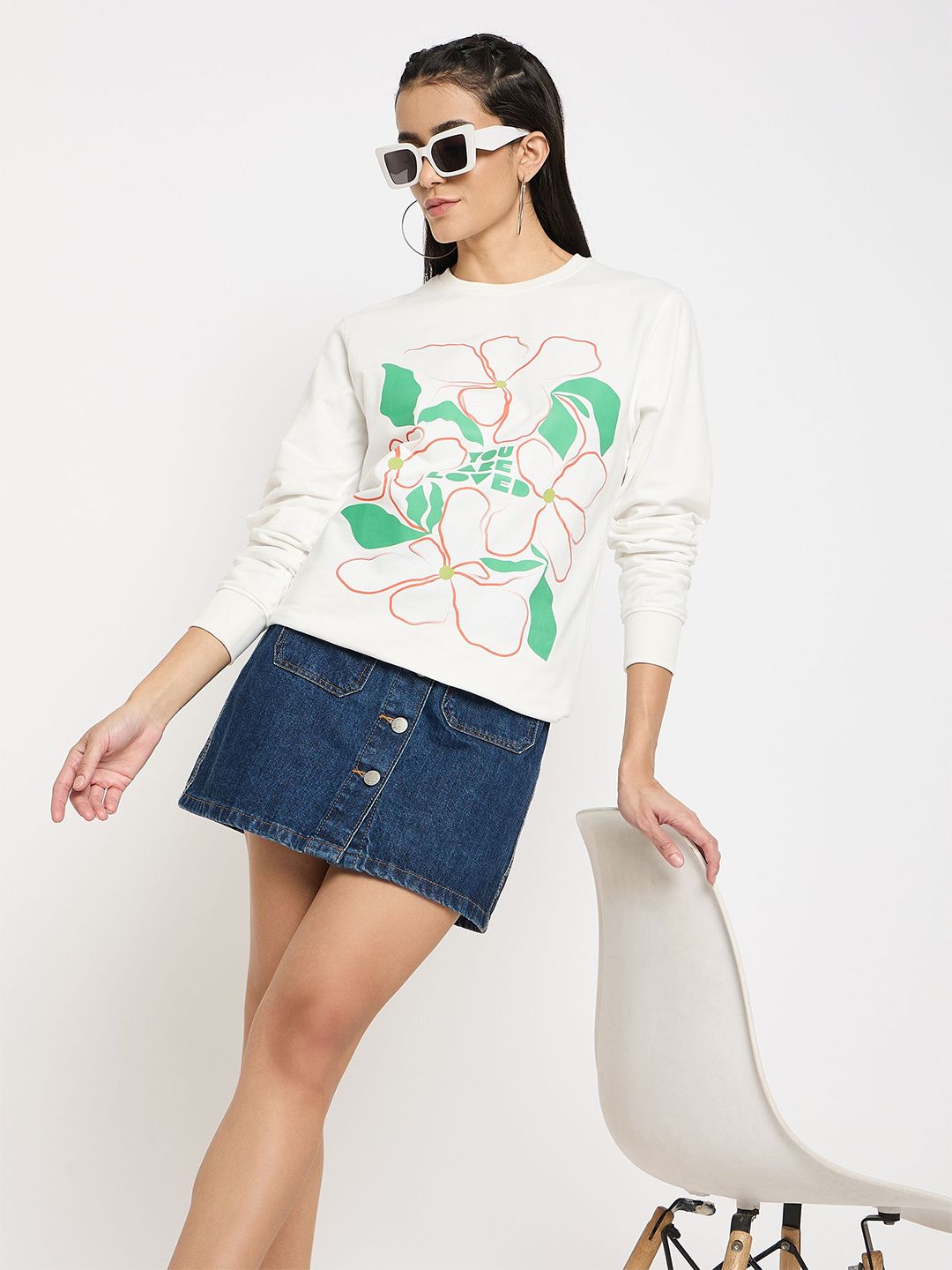 Mast & Harbour Women Graphic Printed Round Neck Long Sleeves Sweatshirt-picture-39