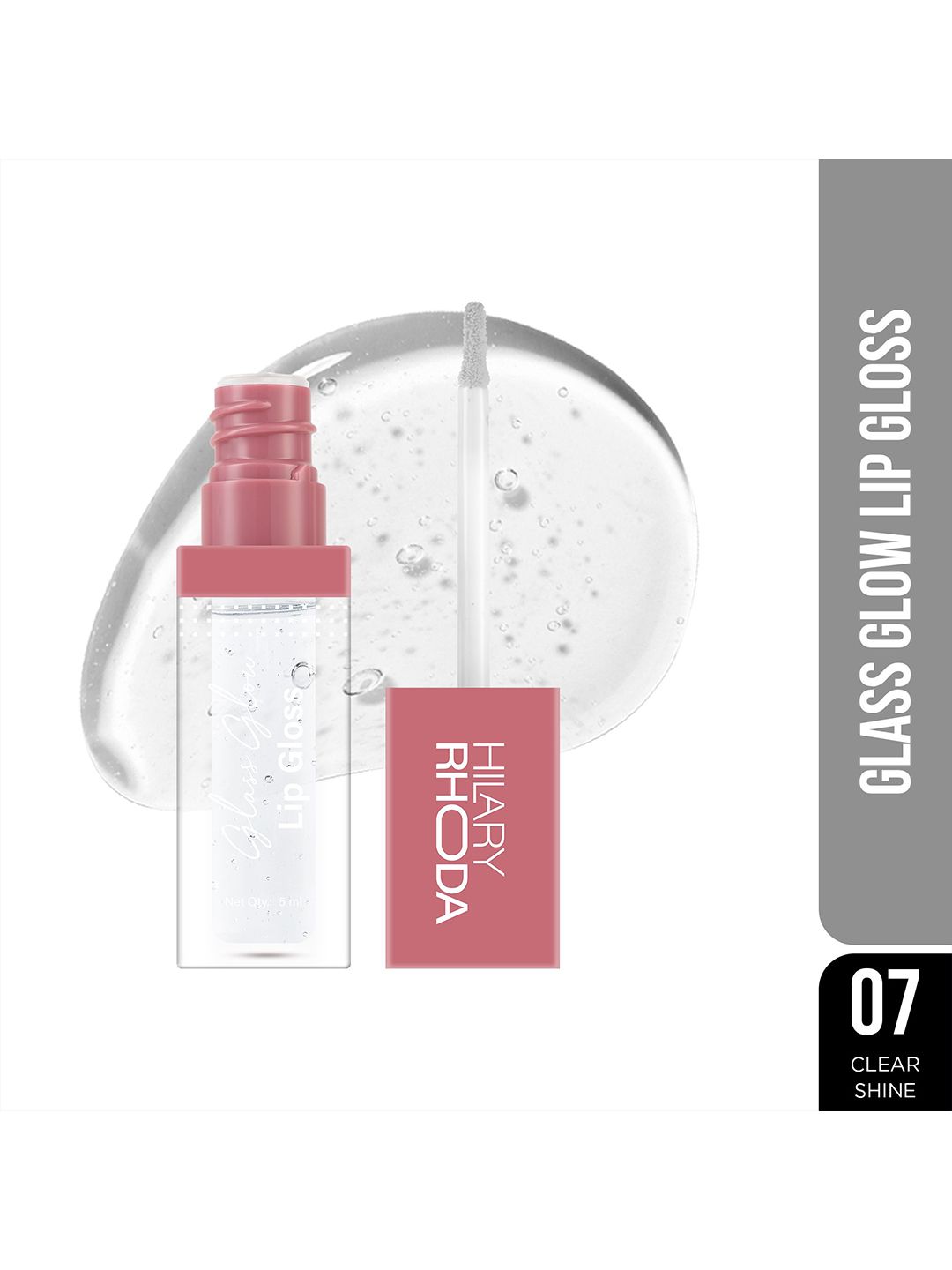 Hilary Rhoda Glass Glow Nourishing & Hydrating Lip Gloss- 5 ml- Clear Shine 07