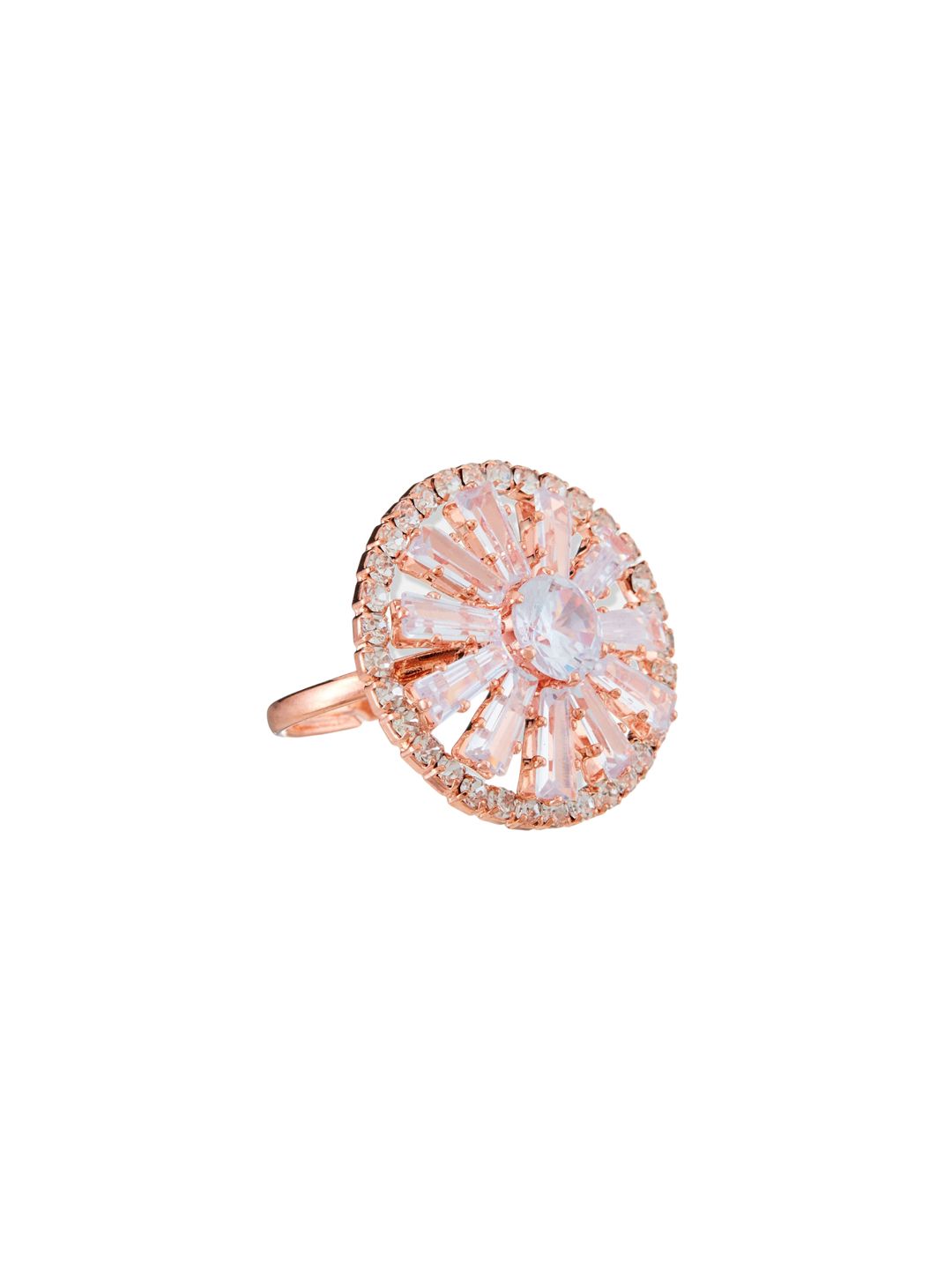 ATIBELLE Set Of 2 Silver-Plated CZ-Studded Finger Ring