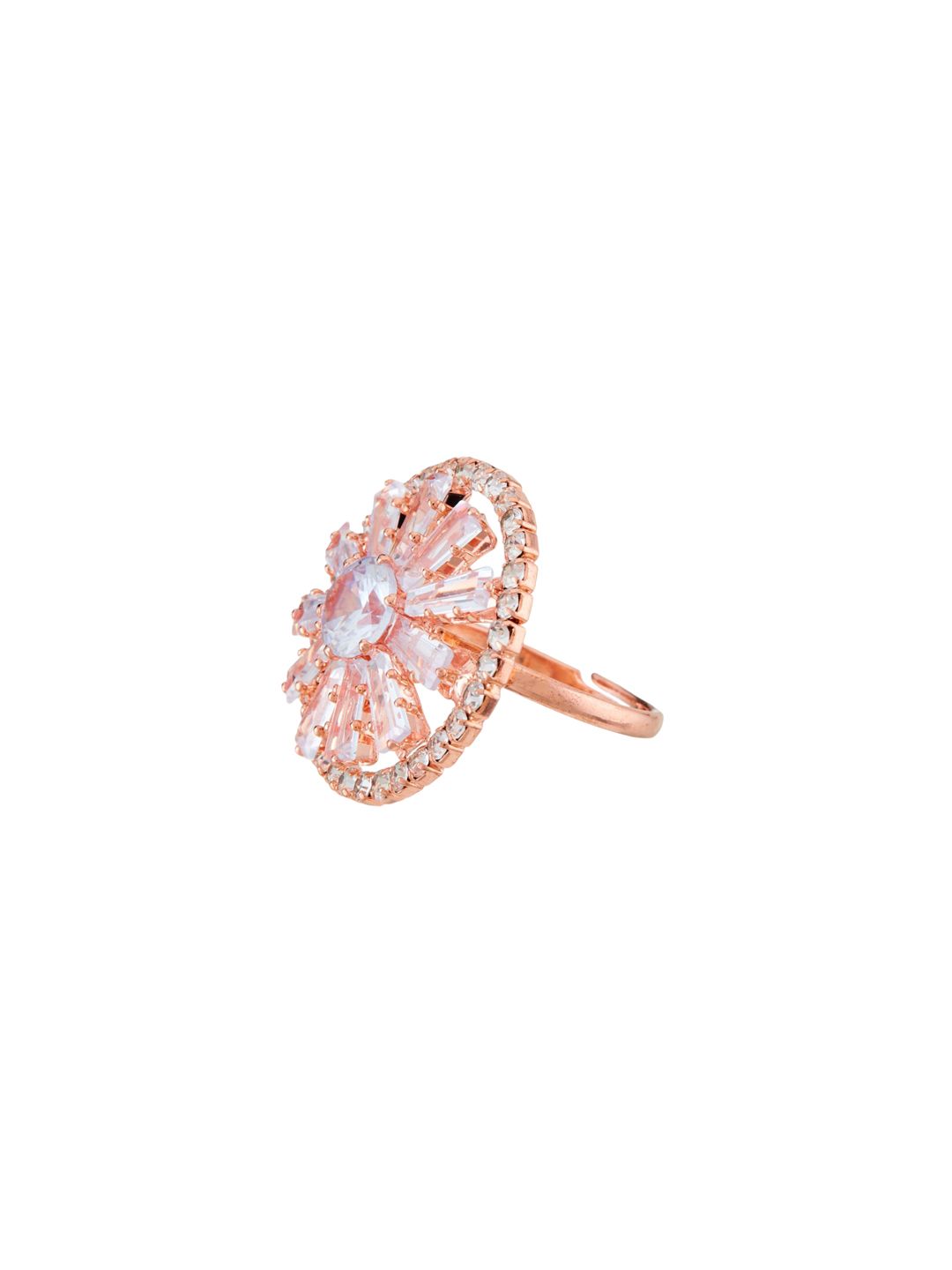 ATIBELLE Set Of 2 Silver-Plated CZ-Studded Finger Ring