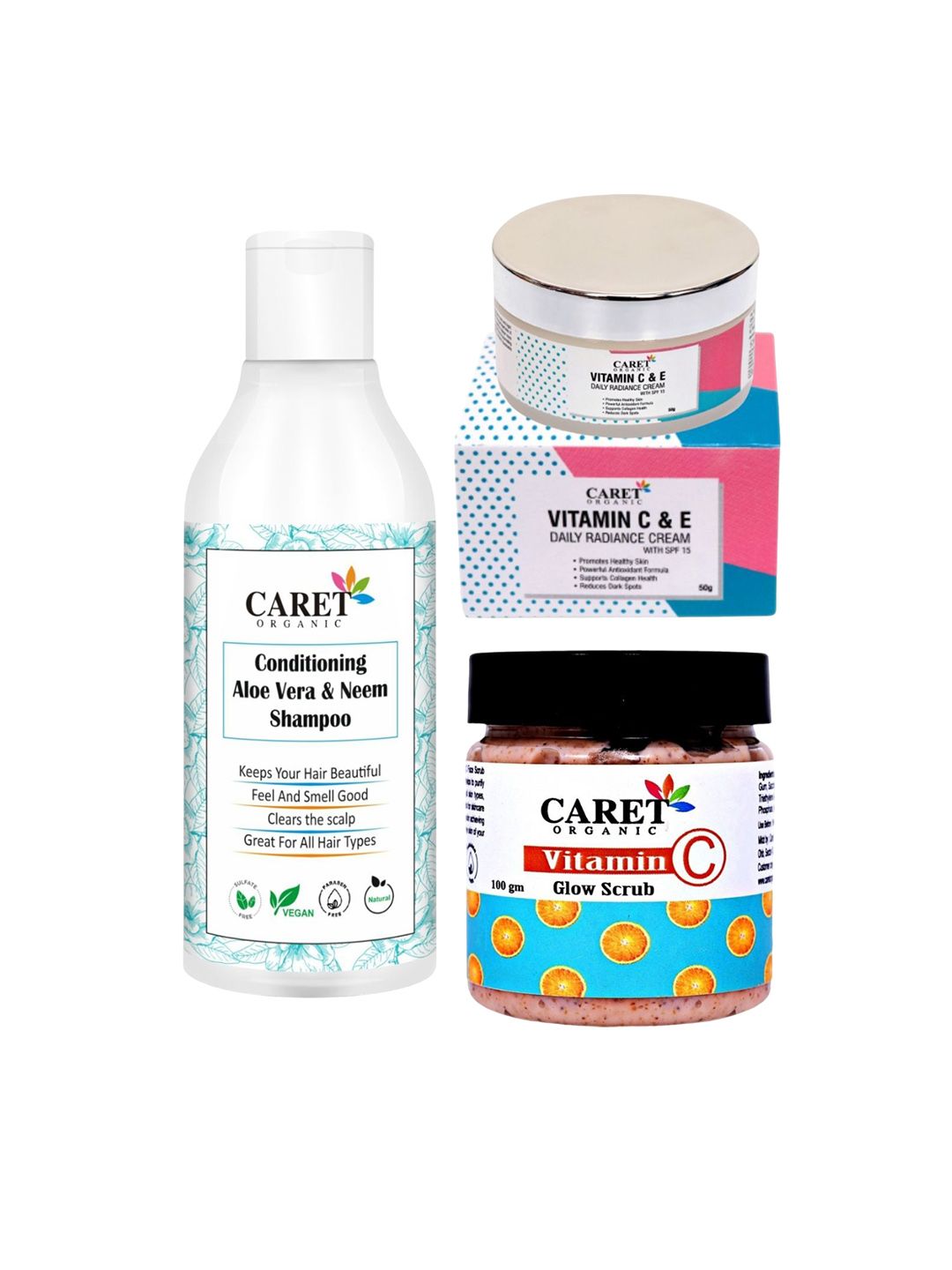 CARET ORGANIC Set Of 3 Body Lotion 250ml & Vit C Scrub 100g & Daily Cream 50 g-image-29
