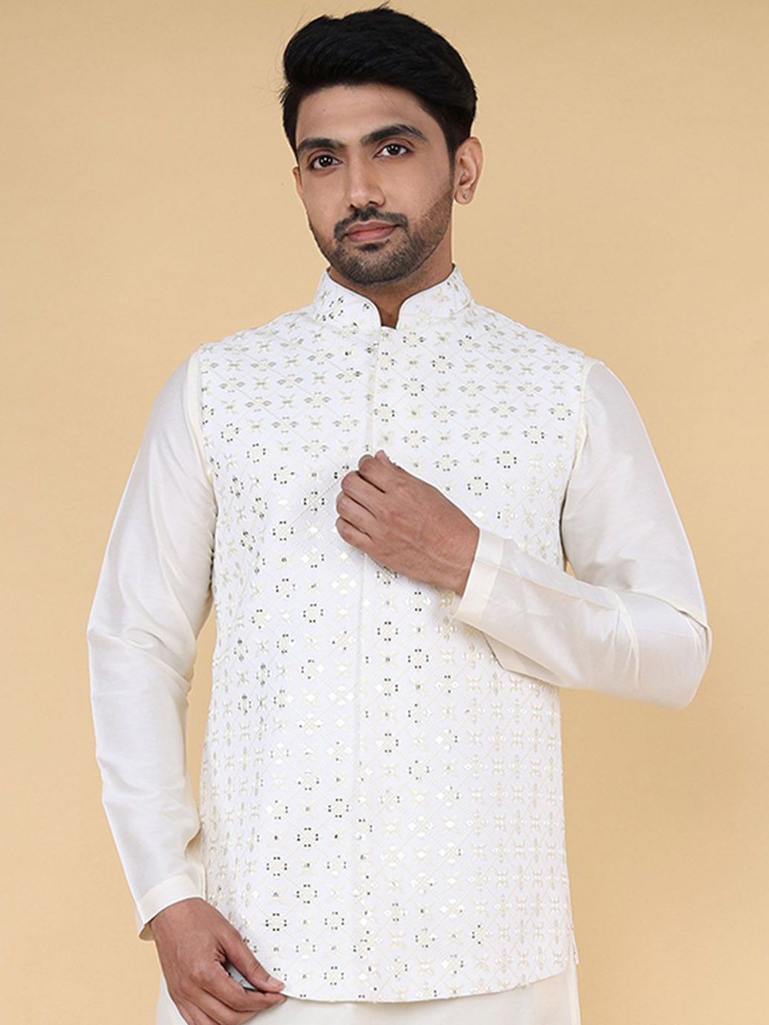ZOIS Men Embroidered Mandarin Collar Nehru Jacket-picture-15