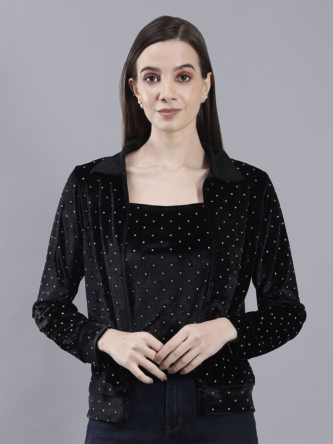 SAFFE Women Printed Party Embellished Shrug-picture-16