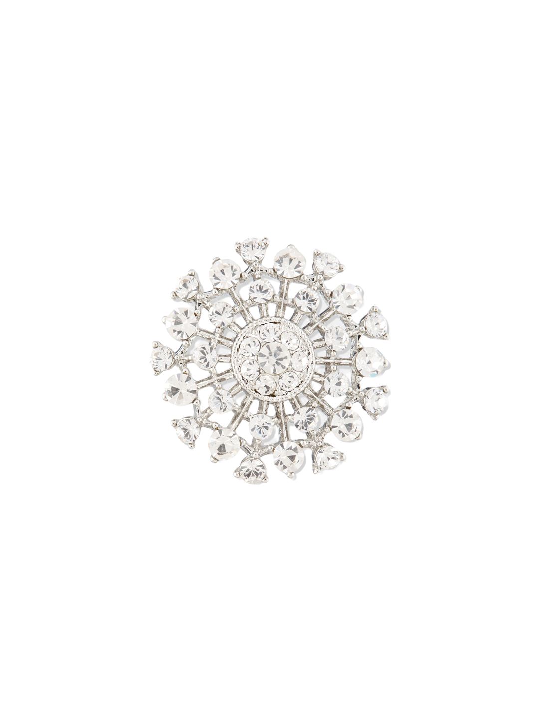 ATIBELLE Set Of 2 Silver-Plated CZ-Studded Finger Ring