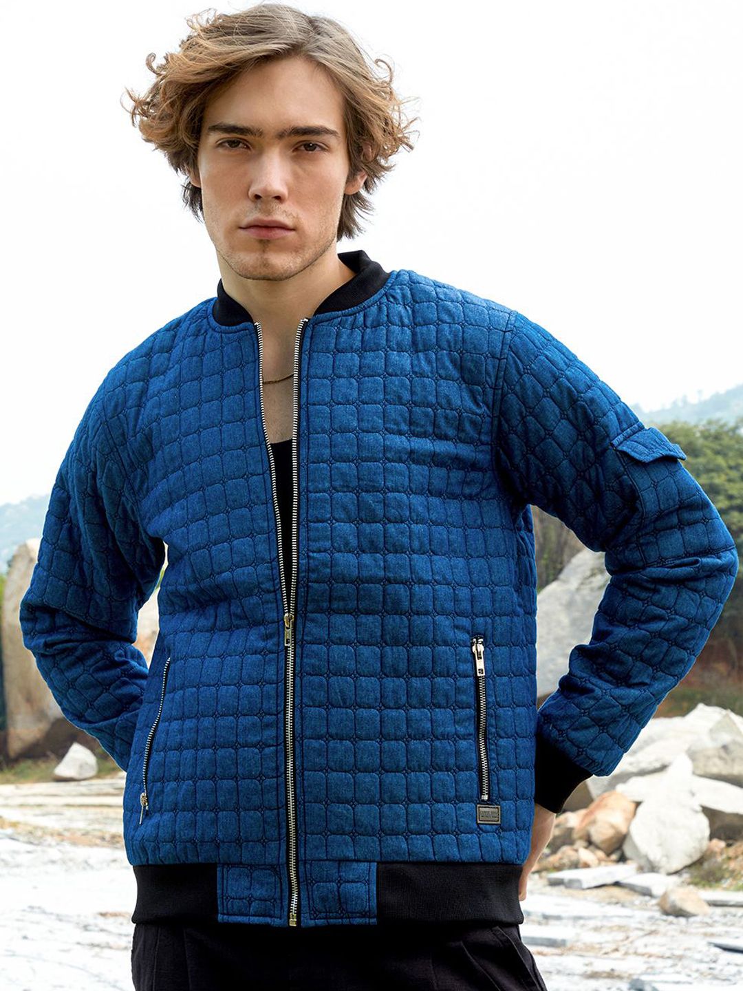 Campus Sutra Men Checked Windcheater Biker Jacket-image-15