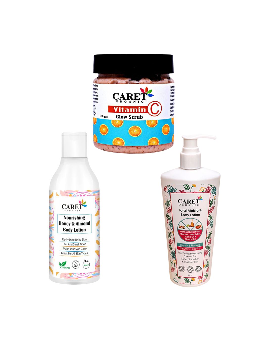 CARET ORGANIC Set Of 3 Vitamin C Glow Scrub With Total Moisture Body Lotion & Honey Lotion-image-16