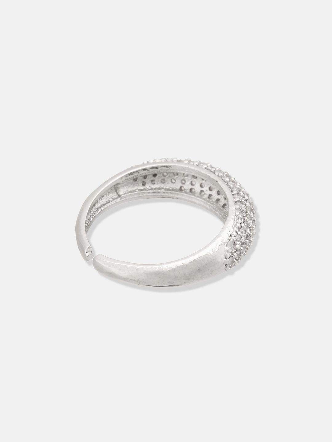 ATIBELLE Set Of 2 Silver-Plated CZ-Studded Finger Ring