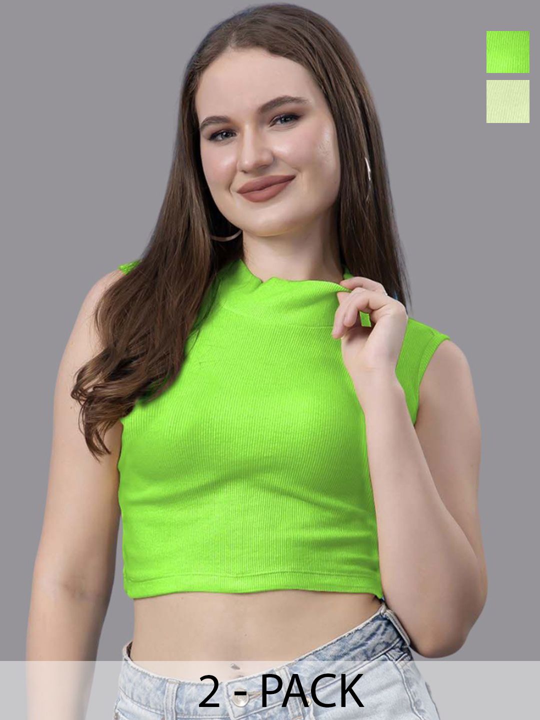 Friskers Women Cotton Sleeveless High Neck Crop Top-picture-38