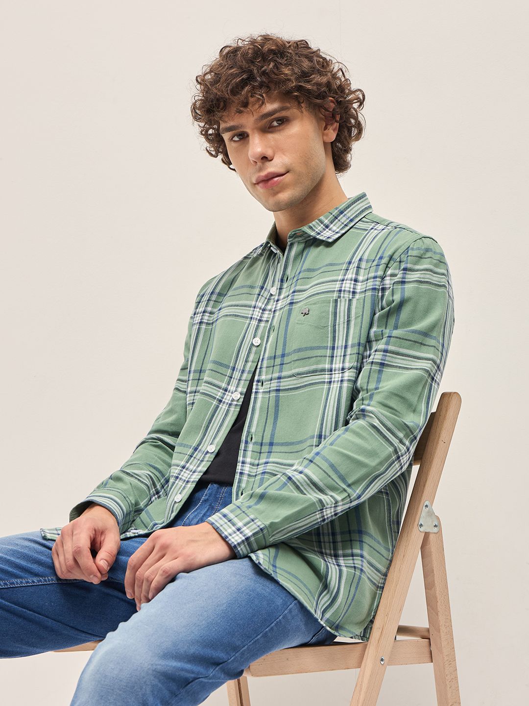 THE BEAR HOUSE Men Slim Fit Opaque Checked Casual Shirt-picture-10