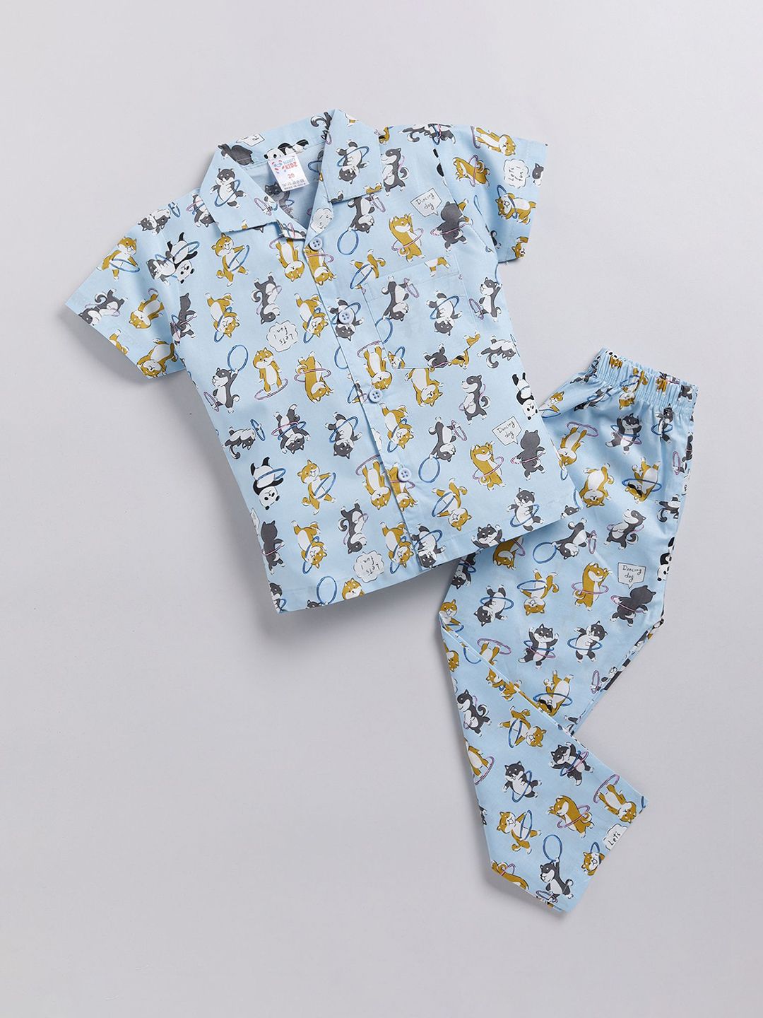 NAUTI KIDZ Boys Cartoon Characters Printed Pure Cotton Shirt Collar Night suit-picture-29