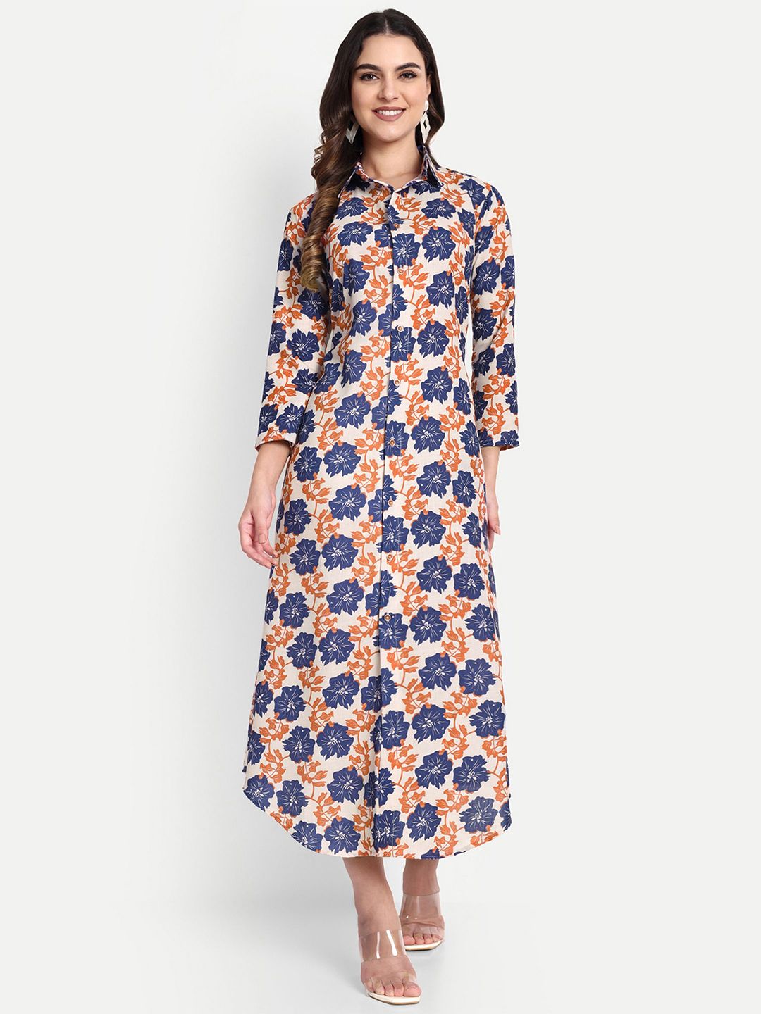 TILISM Women Floral Printed Shirt Collar Shirti Dress-picture-15