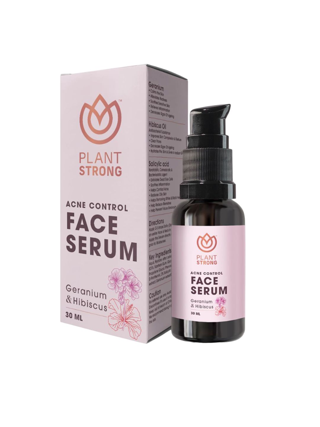 Plant Strong Acne Control Face Serum With Hibiscus & Geranium - 30 ml-image-4
