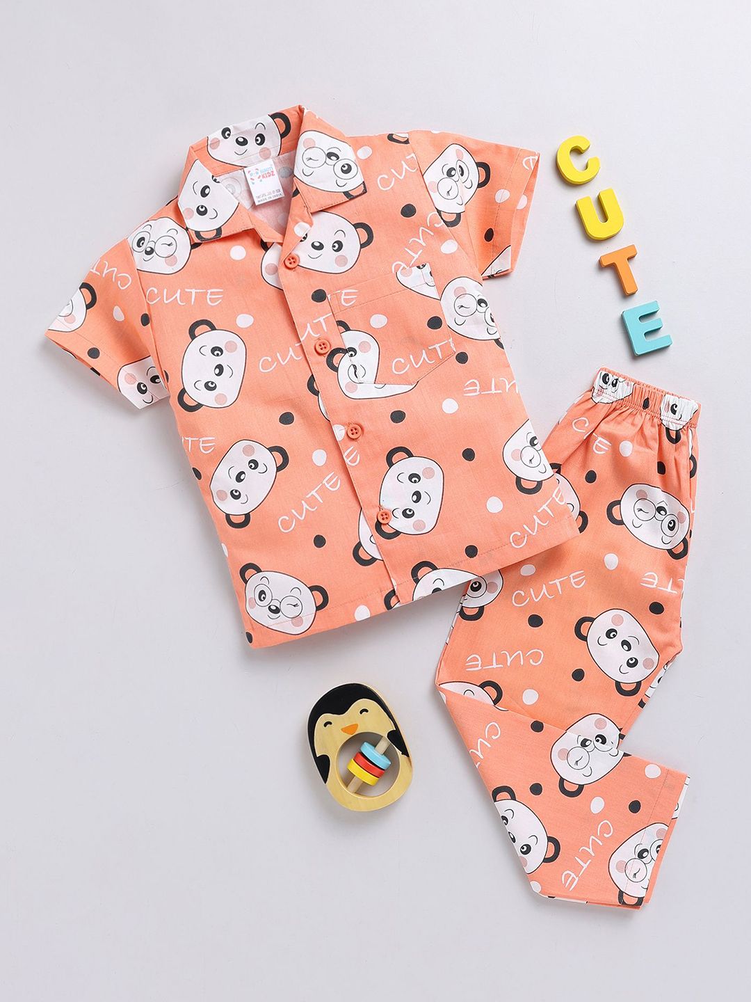 NAUTI KIDZ Boys Printed Pure Cotton Shirt Collar Night suit-picture-27