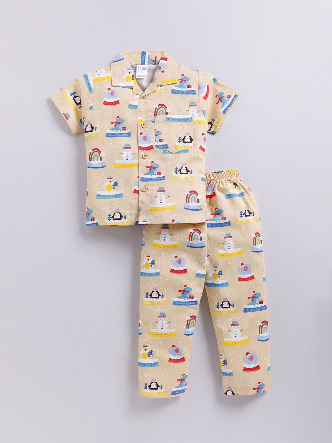 NAUTI KIDZ Boys Printed Shirt Collar Short Sleeves Pure Cotton Night suit-picture-11