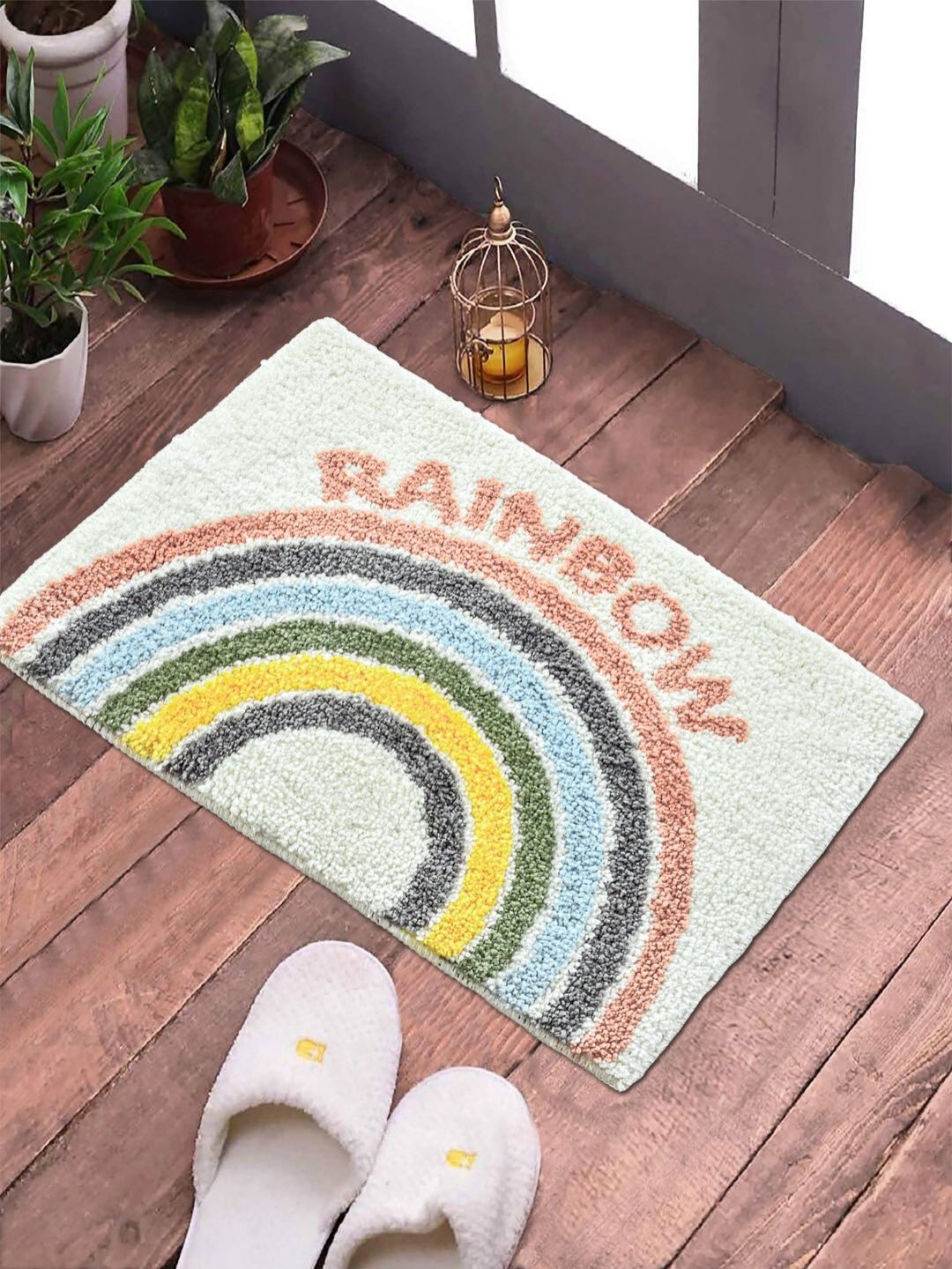 FABINALIV White & Blue Patterned Anti-Skid Doormat-image-12