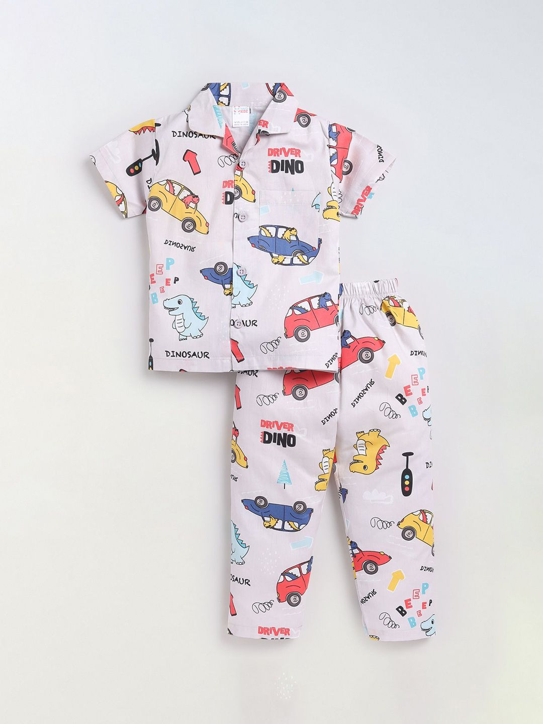 NAUTI KIDZ Boys Printed Shirt Collar Short Sleeves Pure Cotton Night suit-picture-50