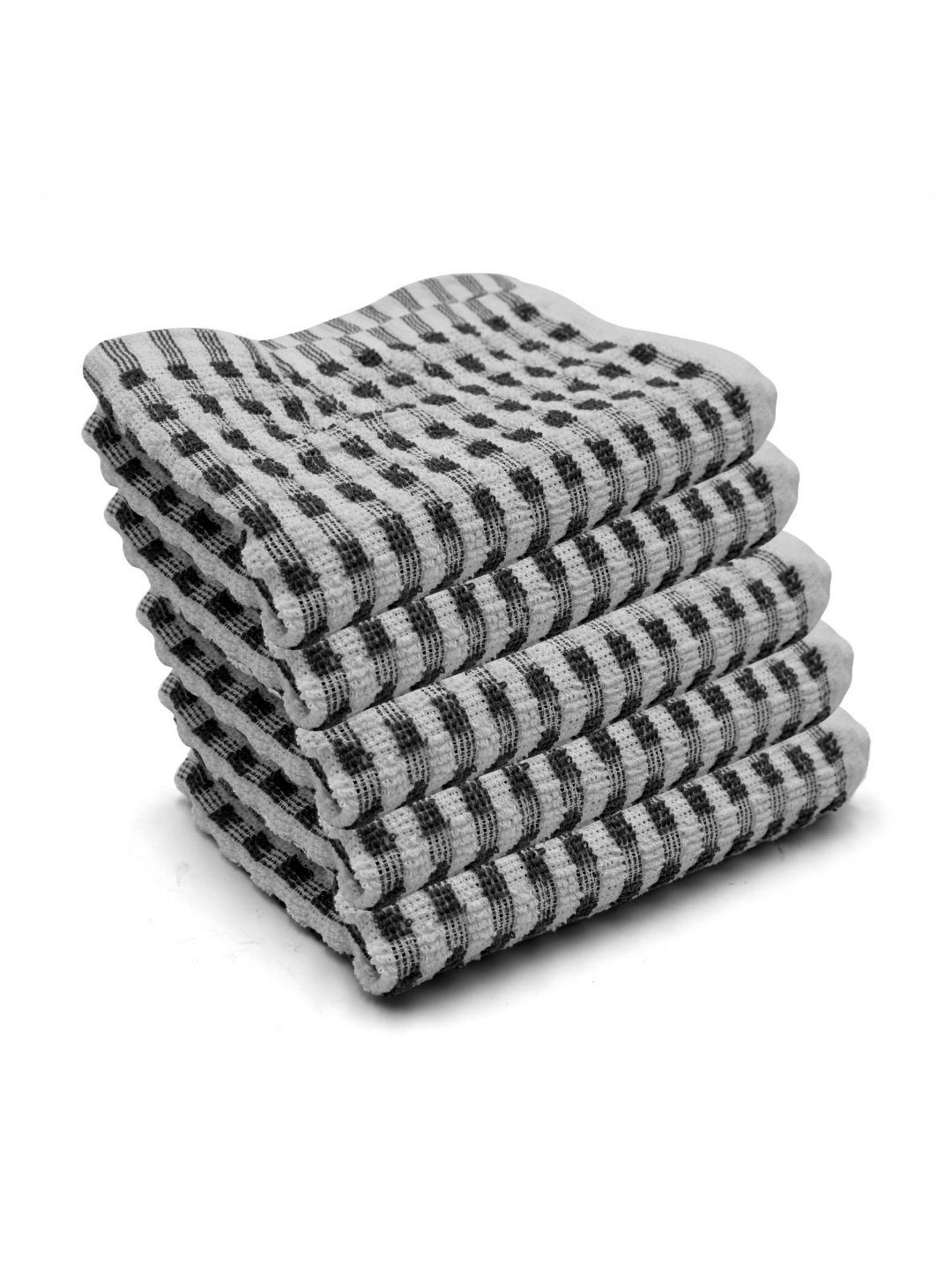 PRAKARTIK Set Of 5 Grey & Black Printed Kitchen Towels-image-31