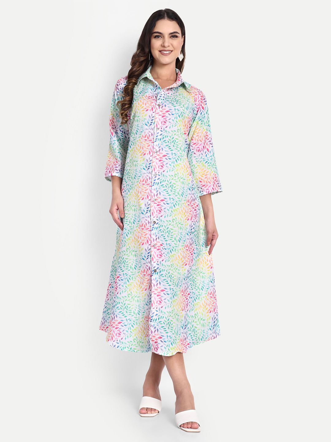 TILISM Women Floral Printed Shirt Maxi Dress-picture-18