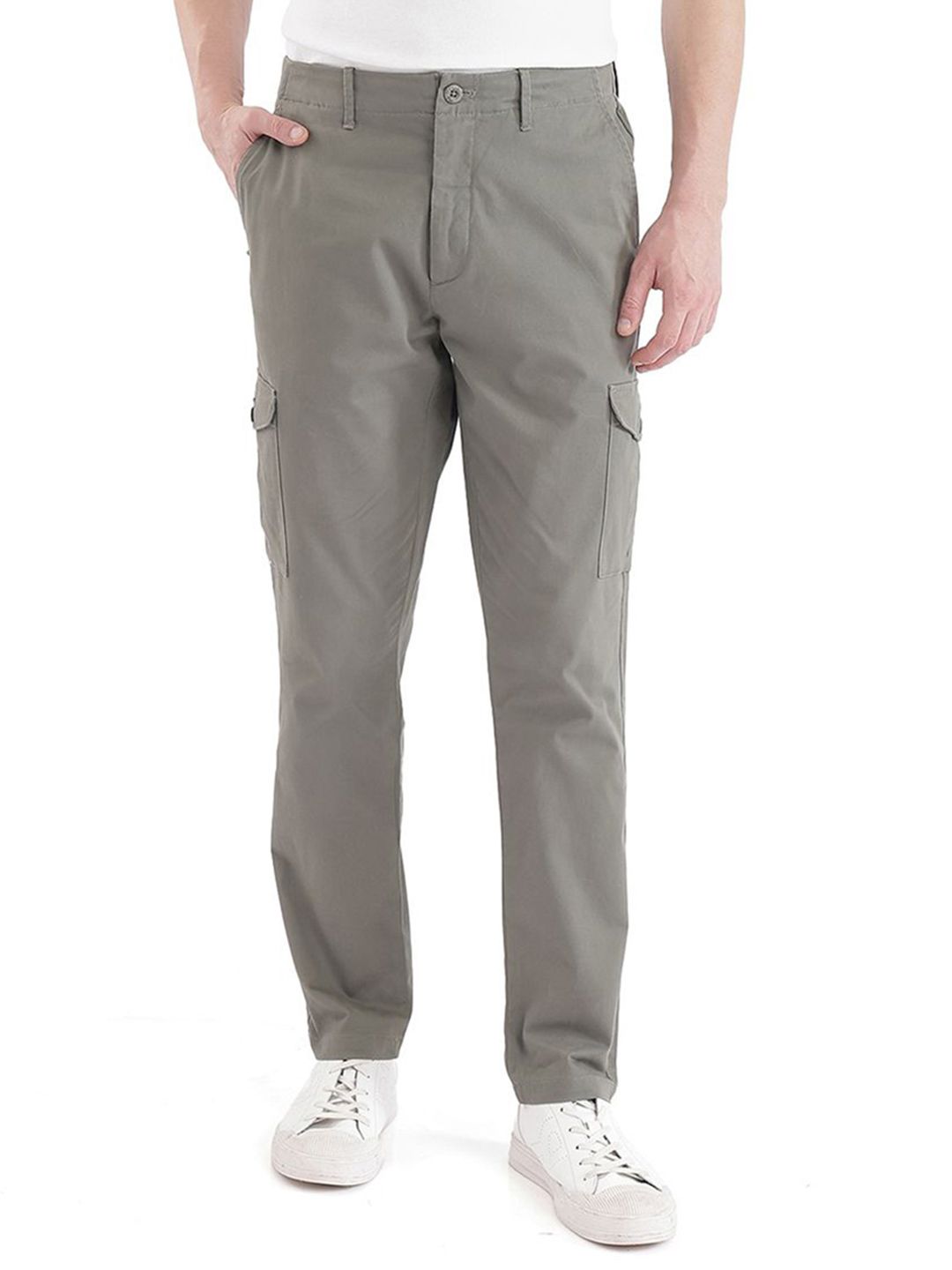 RARE RABBIT Men Cotton Mid-Rise Regular Fit Cargo Trousers-picture-18