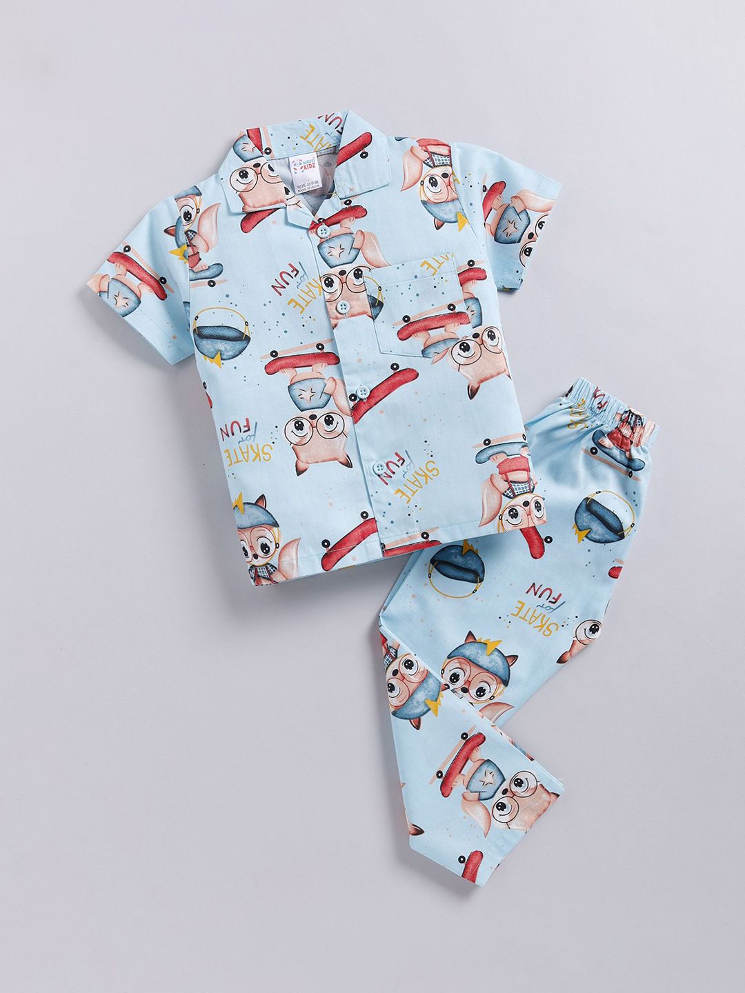 NAUTI KIDZ Boys Cartoon Characters Printed Pure Cotton Night suit-picture-21