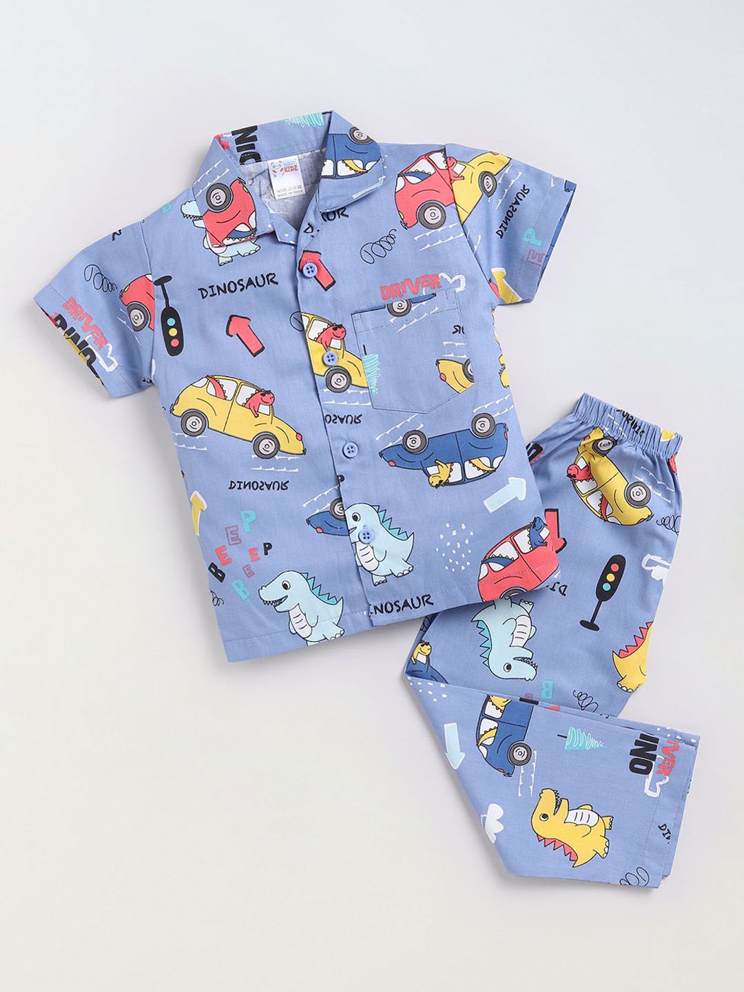 NAUTI KIDZ Boys Cartoon Characters Printed Pure Cotton Night suit-picture-16