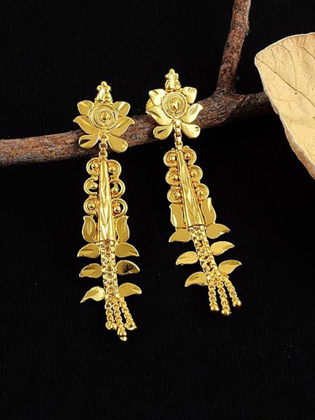 MEMOIR Gold Plated Contemporary Jhumkas Earrings-picture-18