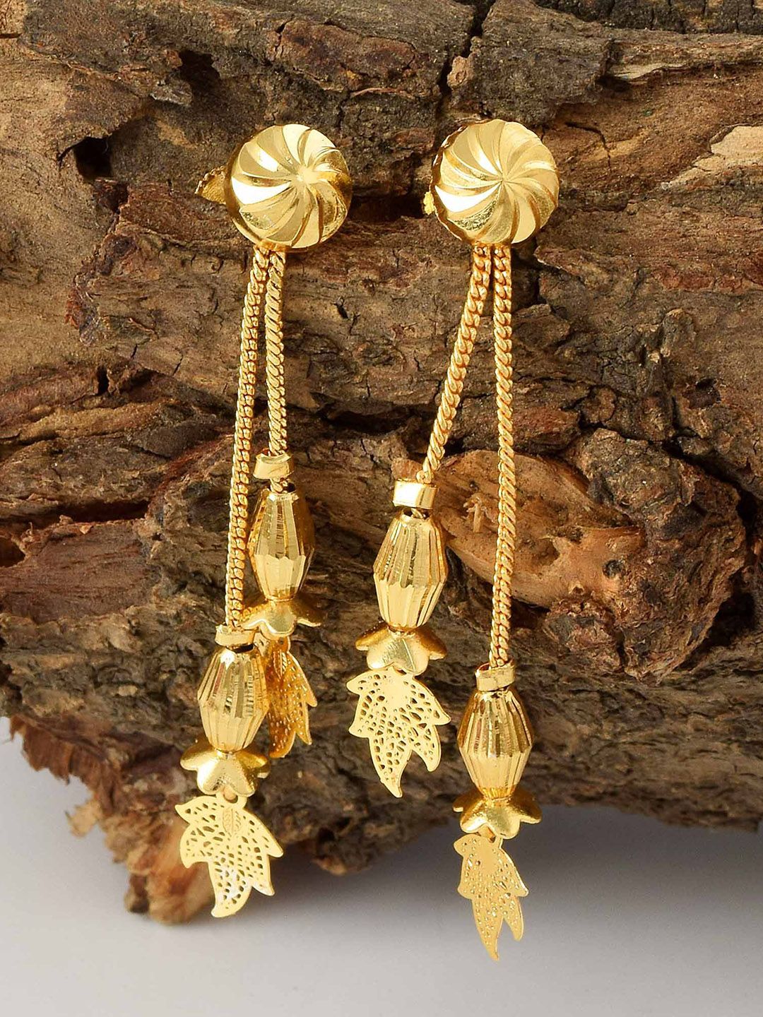 MEMOIR Micron Gold Plated Contemporary Drop Earrings-picture-39