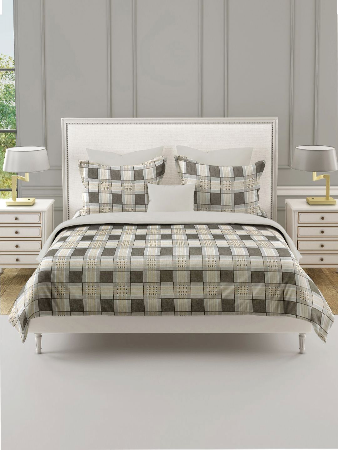 SWAYAM Yellow Geometric Printed Cotton 210 TC King Bedsheet Set 2.74 m x 2.74 m-picture-40