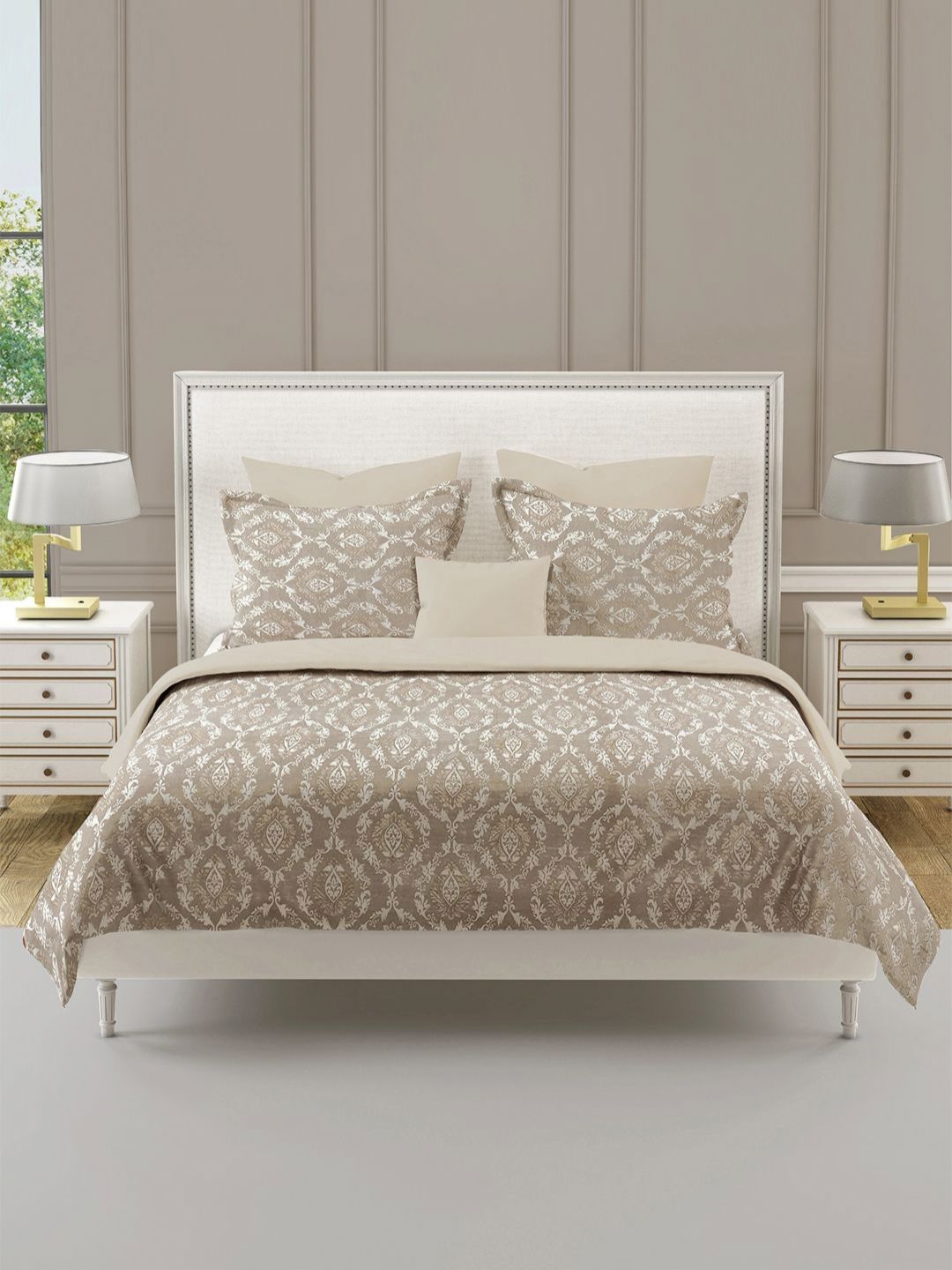 SWAYAM Brown Ethnic Motifs 210 TC King Bedsheet with 2 Pillow Covers-picture-23