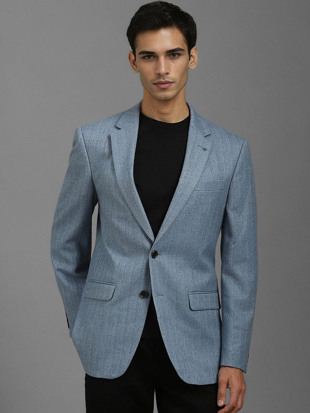 Louis Philippe Self Design Slim Fit Pure Woollen Single-Breasted Formal Blazer-picture-17