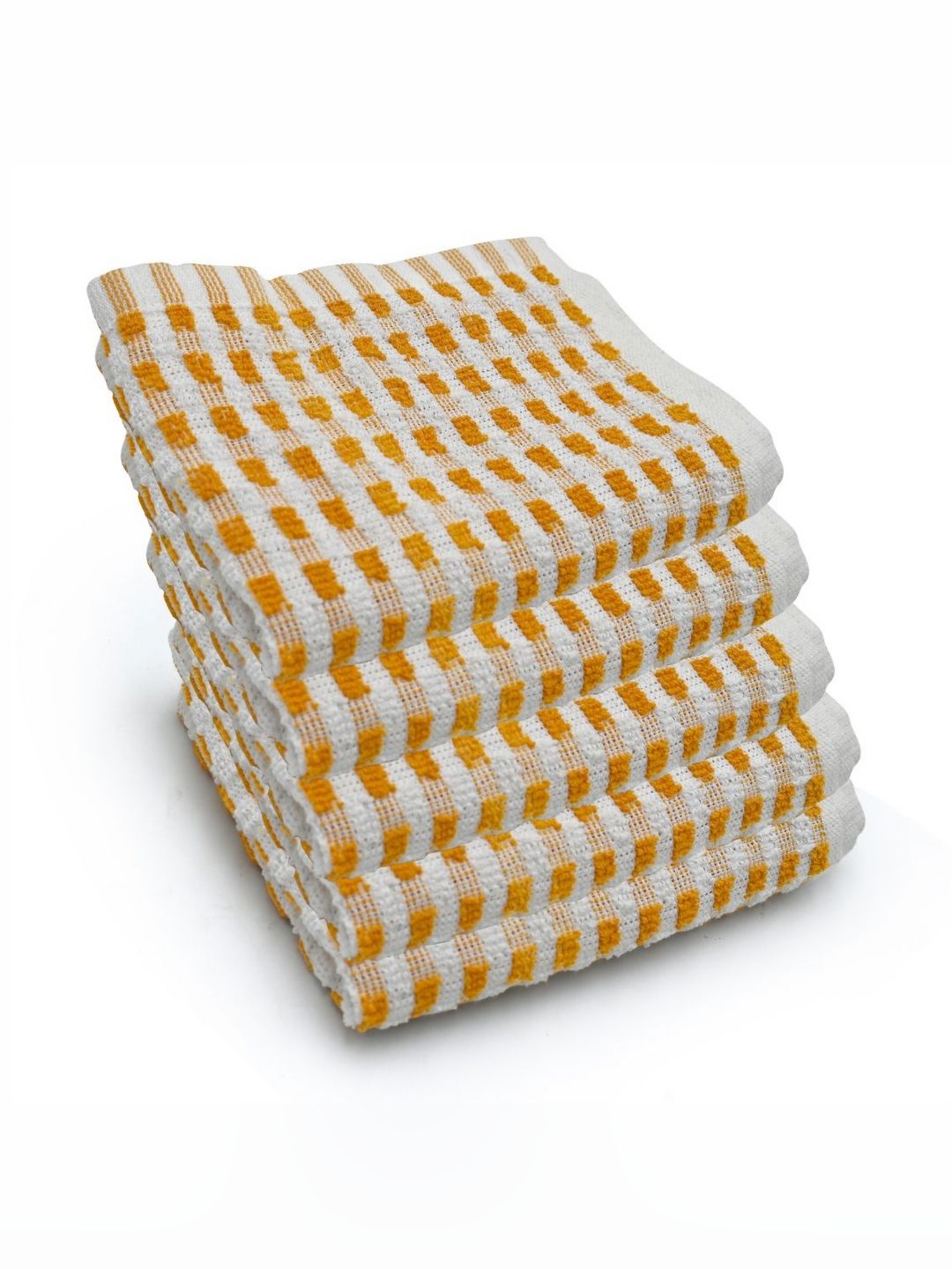 PRAKARTIK Yellow Set Of 5 Checked Kitchen Towels-image-2