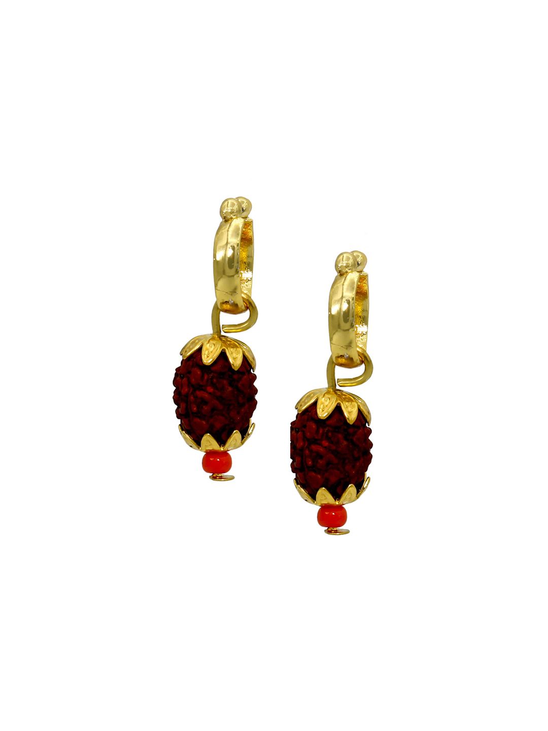 MEMOIR Gold Plated Rudraksh Contemporary Hoop Earrings-picture-41