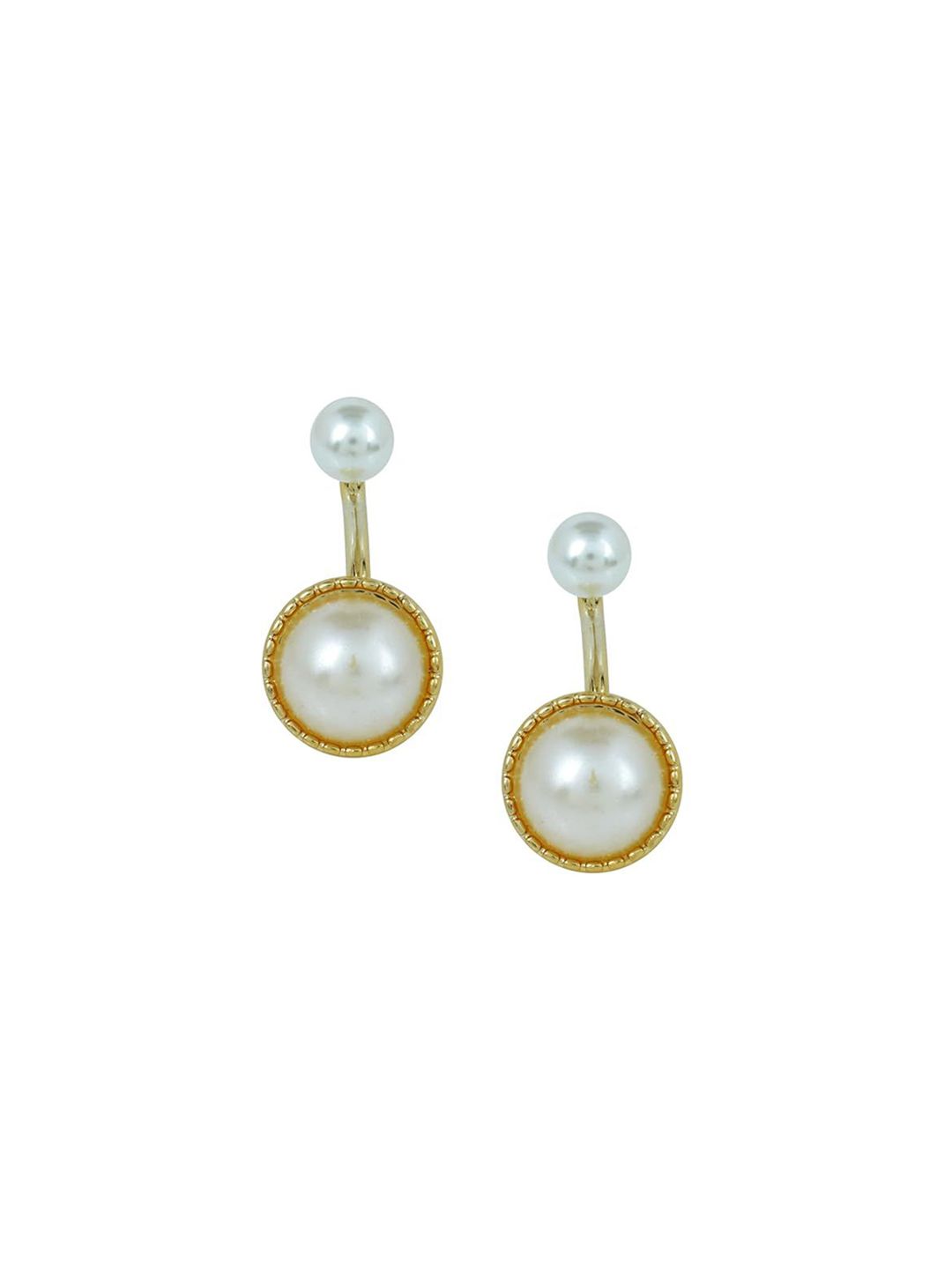 MEMOIR Gold-Plated Contemporary Pearls Drop Earrings-picture-36