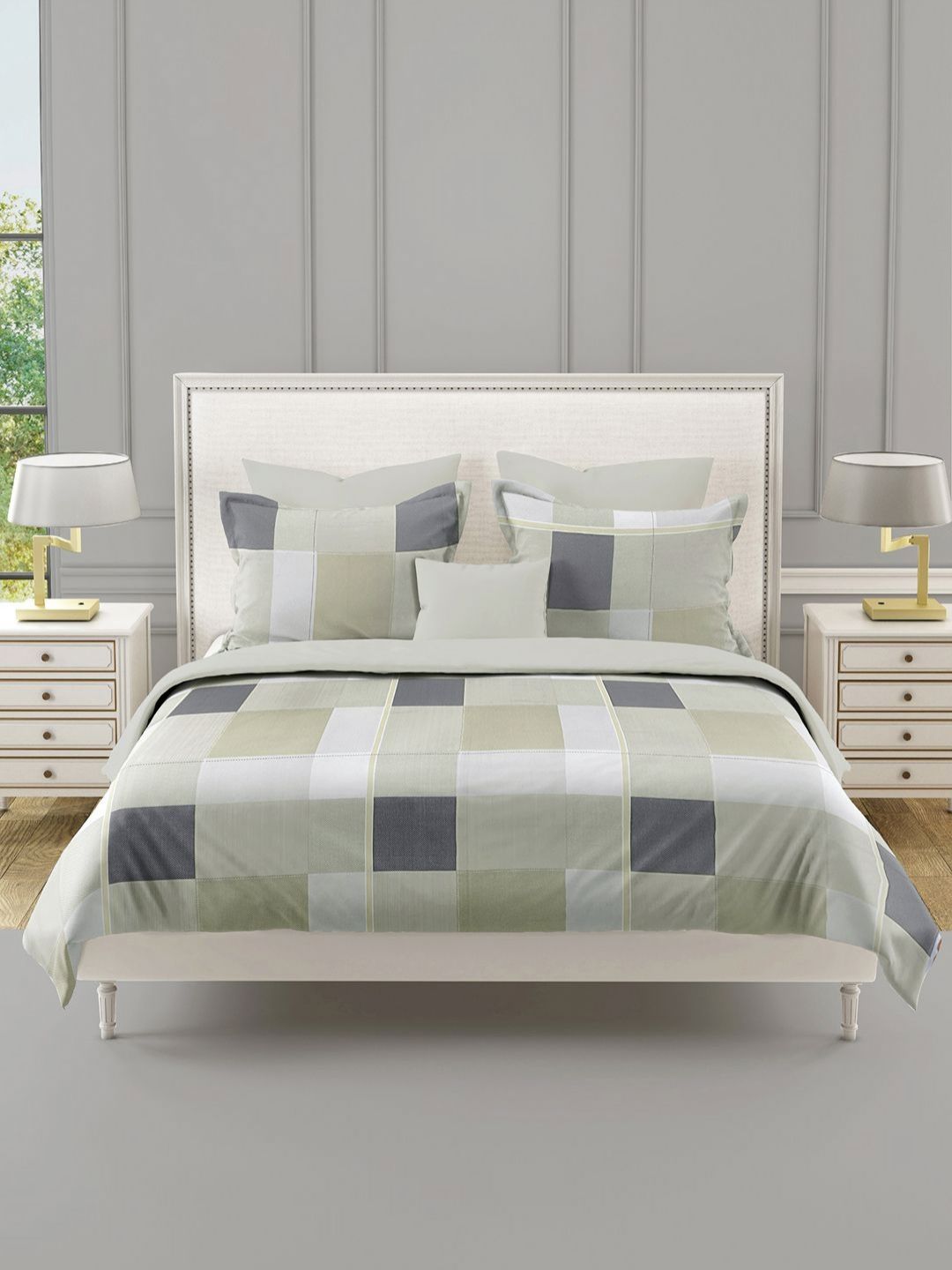 SWAYAM Yellow & Black Geometric 210 TC King Bedsheet with 2 Pillow Covers-picture-19