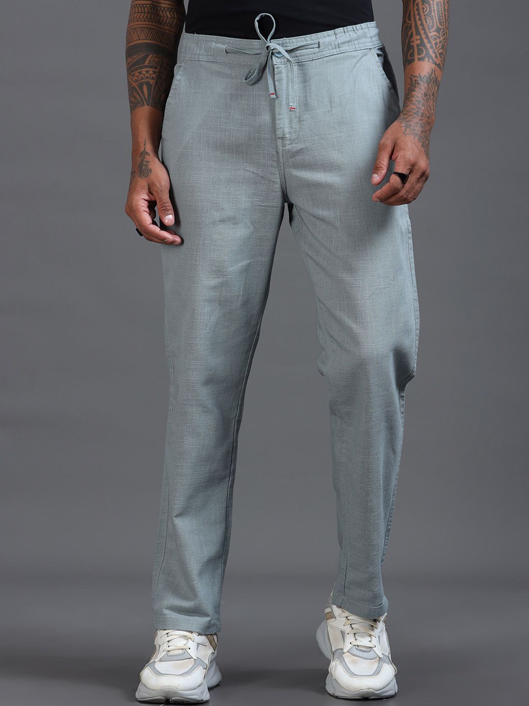 Roadster Men Linen Relaxed Fit Casual Trousers