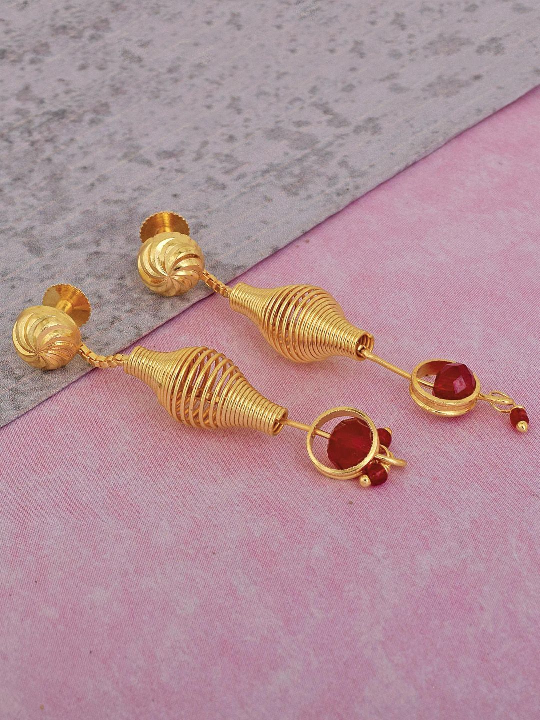 MEMOIR Gold-Plated Contemporary Beaded Drop Earrings-picture-37