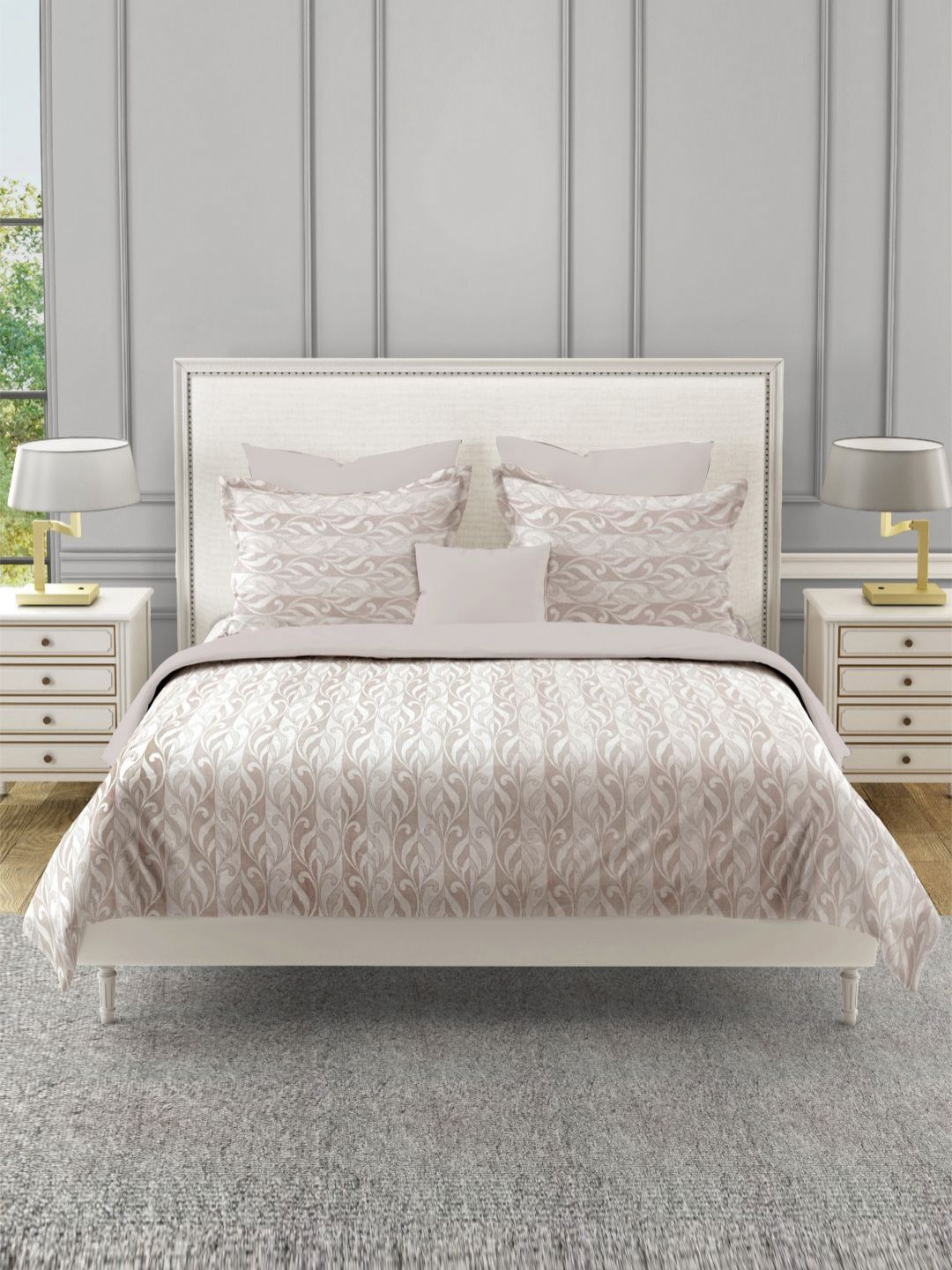 SWAYAM Brown & White Ethnic Motifs 210 TC King Bedsheet with 2 Pillow Covers-picture-33