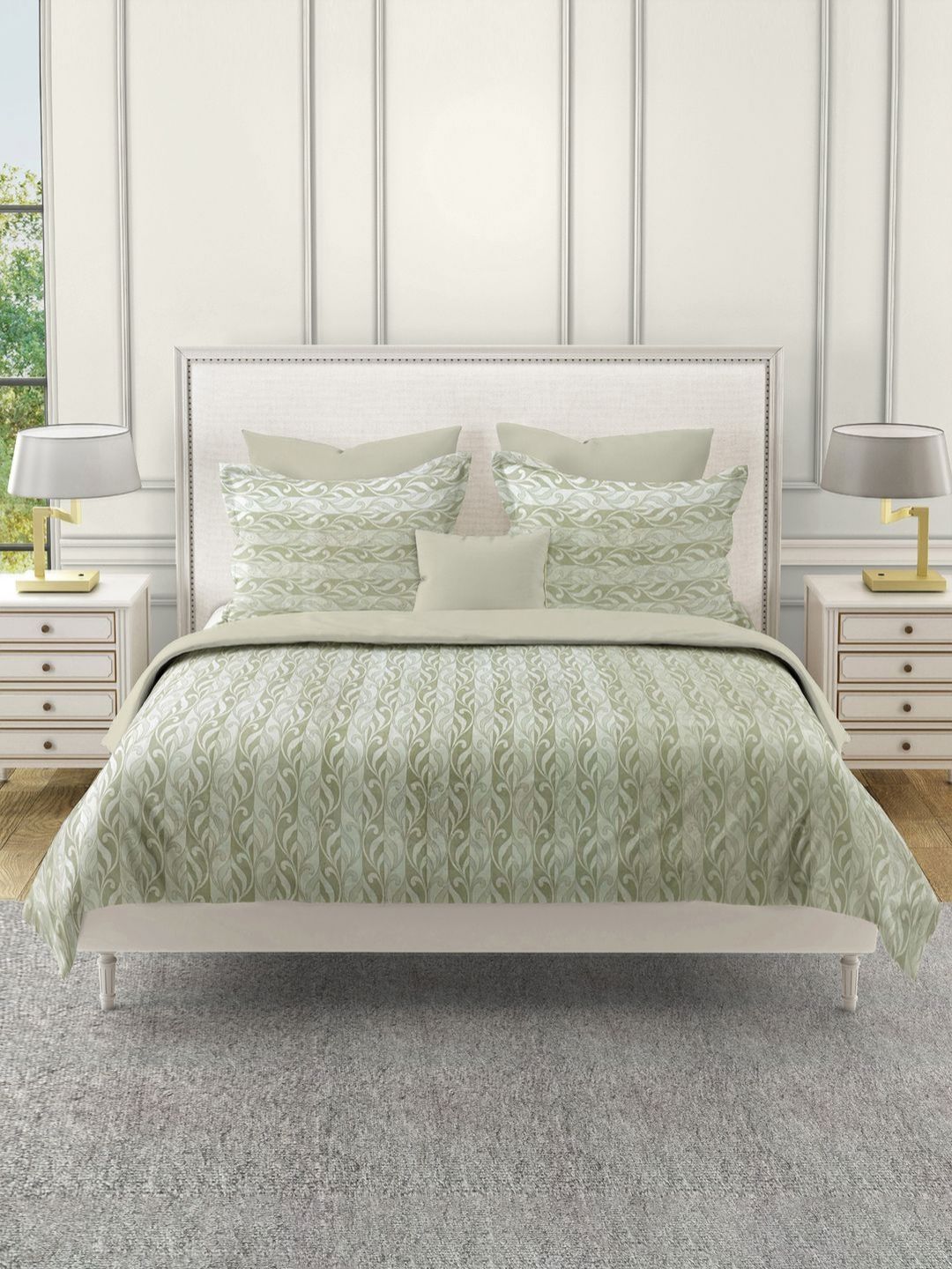 SWAYAM Green Floral 210 TC King Bedsheet with 2 Pillow Covers-picture-28