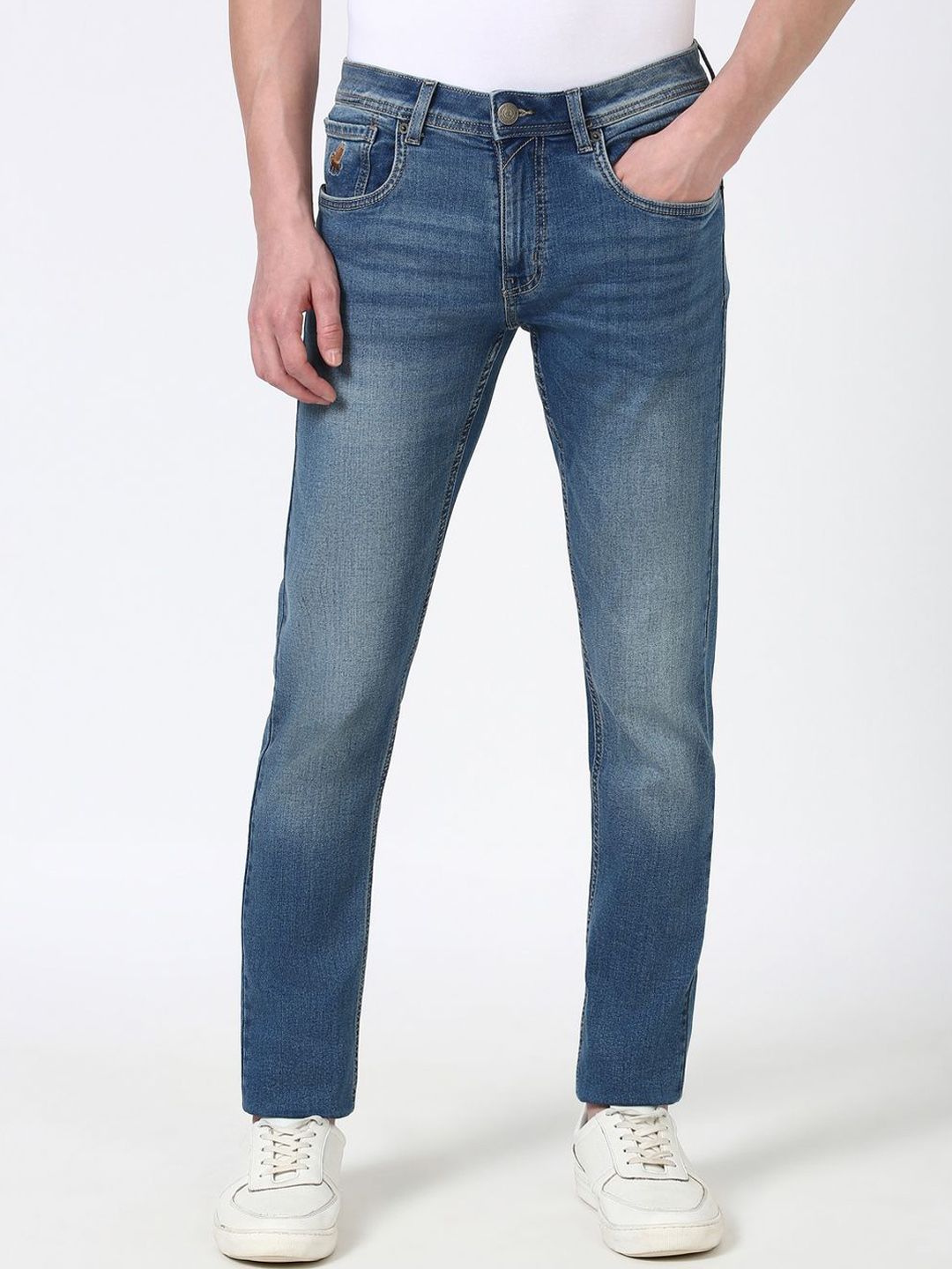 Peter England Casuals Men Slim Fit Low Distress Heavy Fade Jeans-picture-23