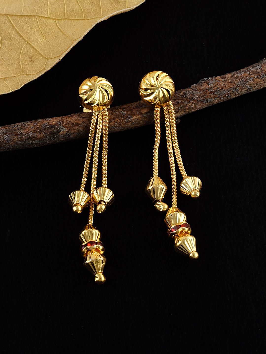 MEMOIR Gold-Plated Contemporary Beaded Drop Earrings-picture-38