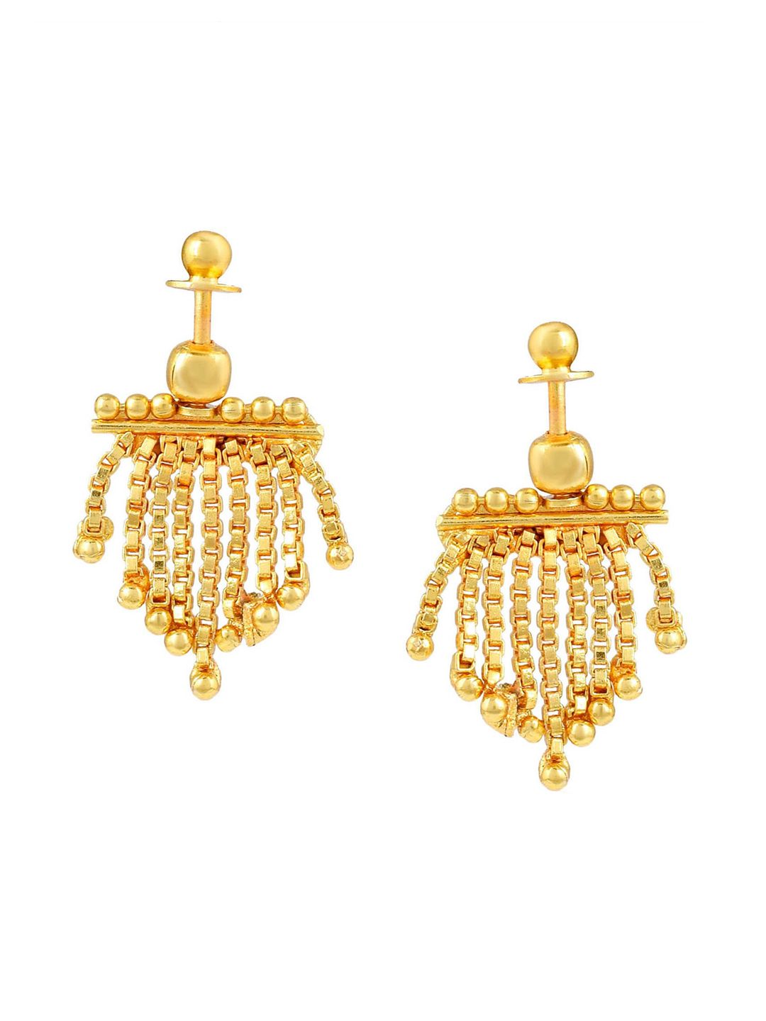 MEMOIR Gold-Plated Contemporary Beaded Tasselled Drop Earrings-picture-40