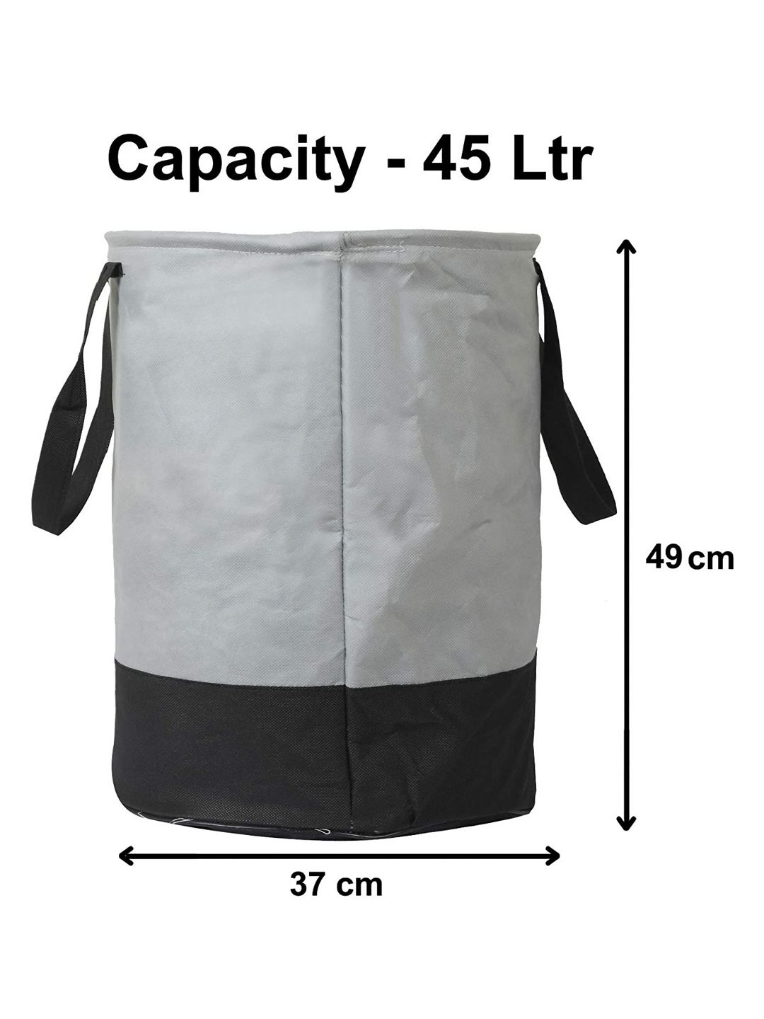 Aura Grey & Black Color-Block Foldable Laundry Bag-45L-image-19