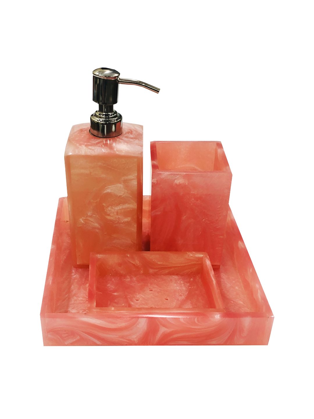 ShopMeFast Pink 4 piece Solid Polyresin Bath Accessories Set-image-36