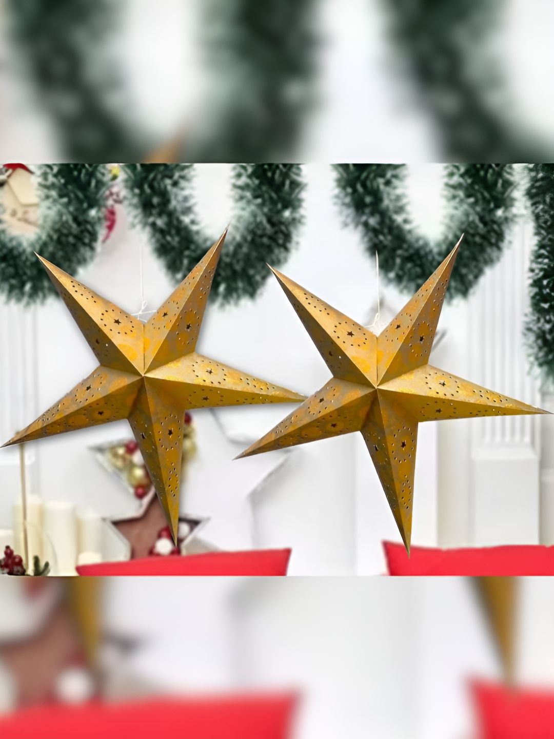 eCraftIndia 2-Pcs Textured Christmas Star Lantern Lights-image-9