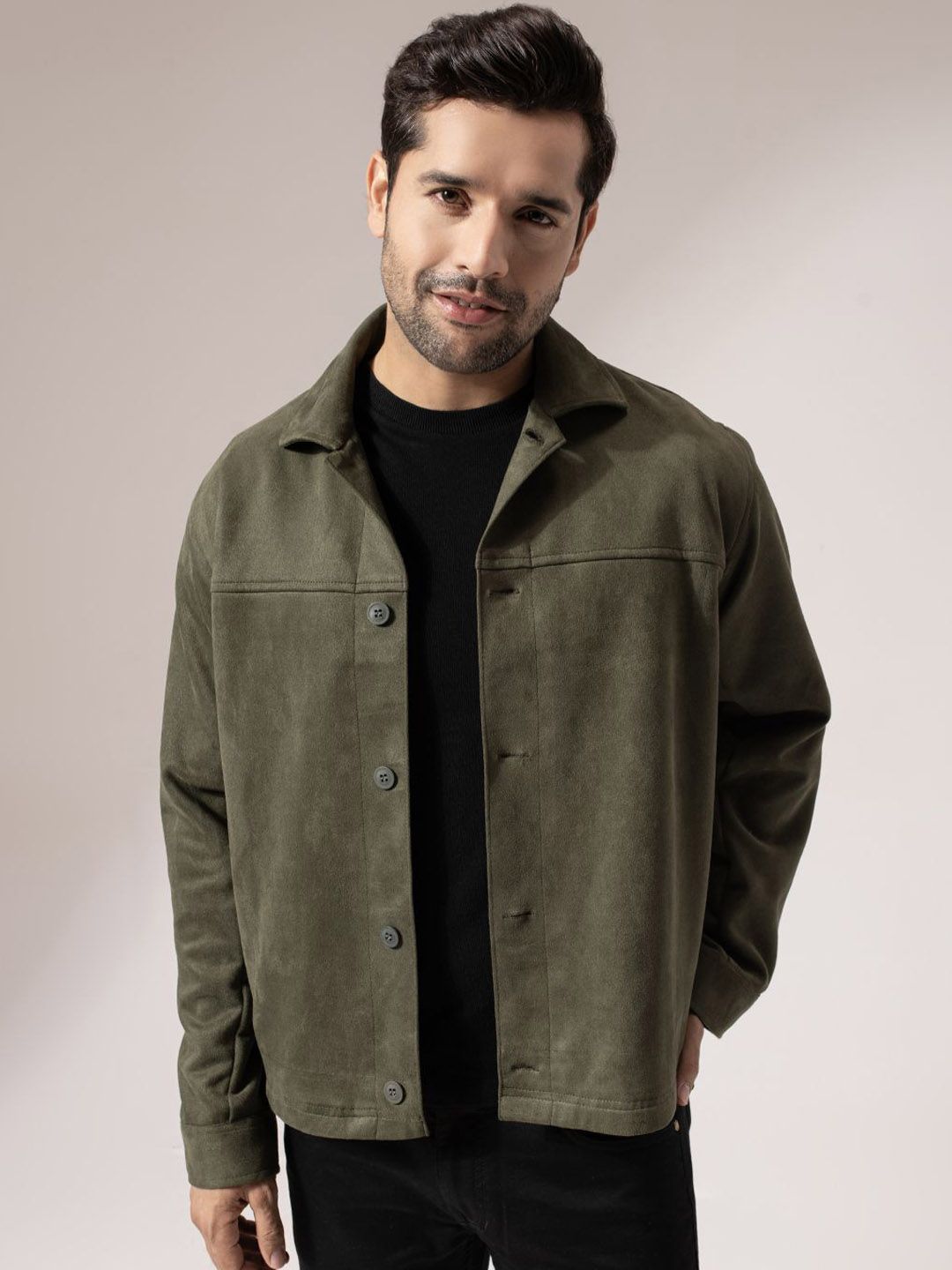 PERCH Men Suede Tailored Jacket with Patchwork-picture-35